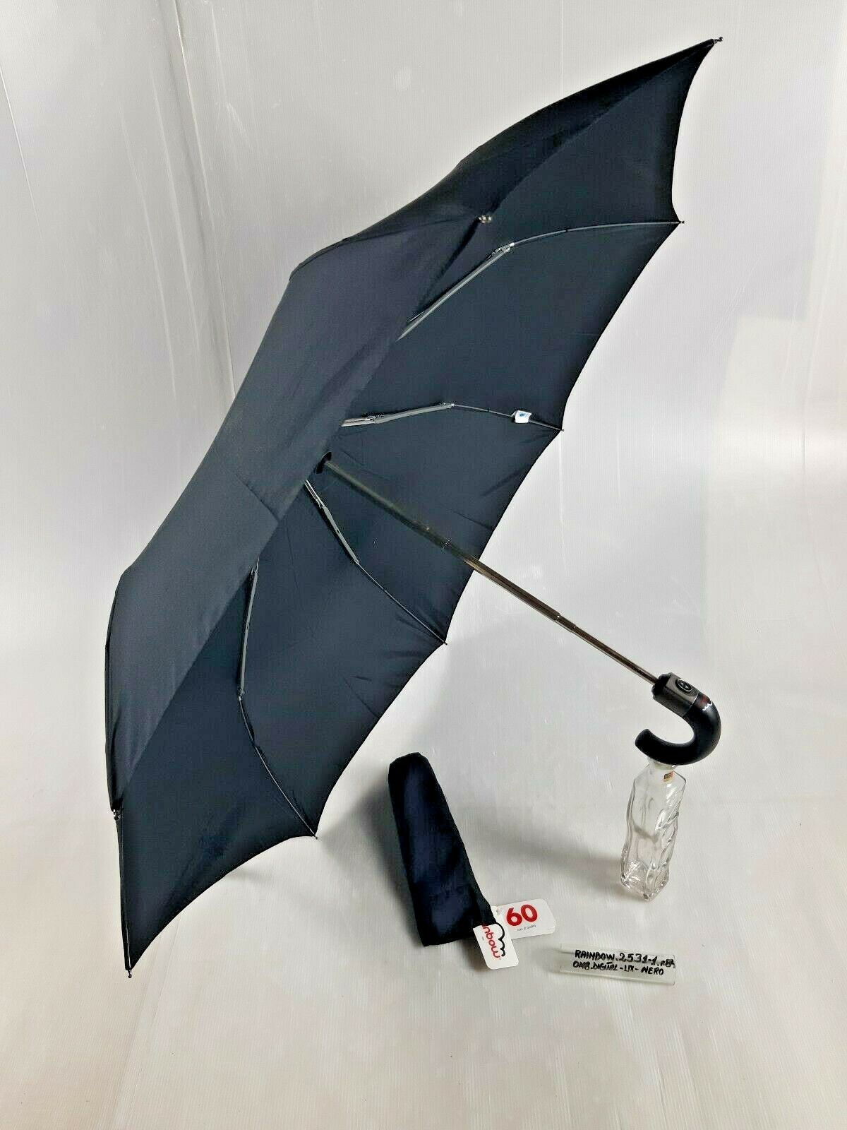 Unisex Mini Umbrella - Automatic - 8 Studs - Black - 25311 - Rainbow