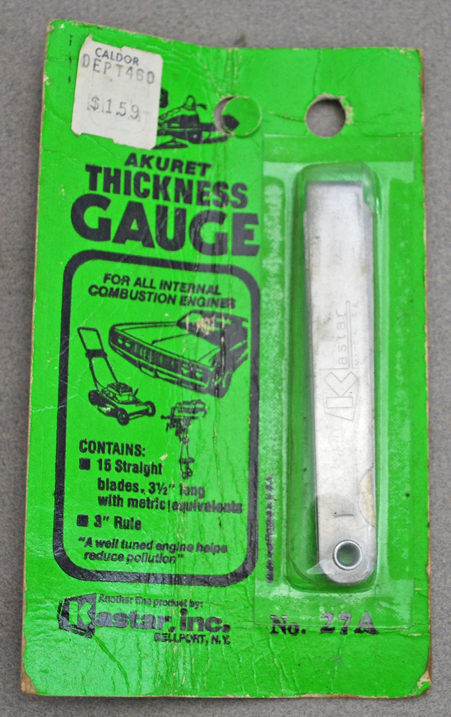 Vintage Akuret Kaster Thickness Gauge - USA - #27A - 3.5" - Sealed Package