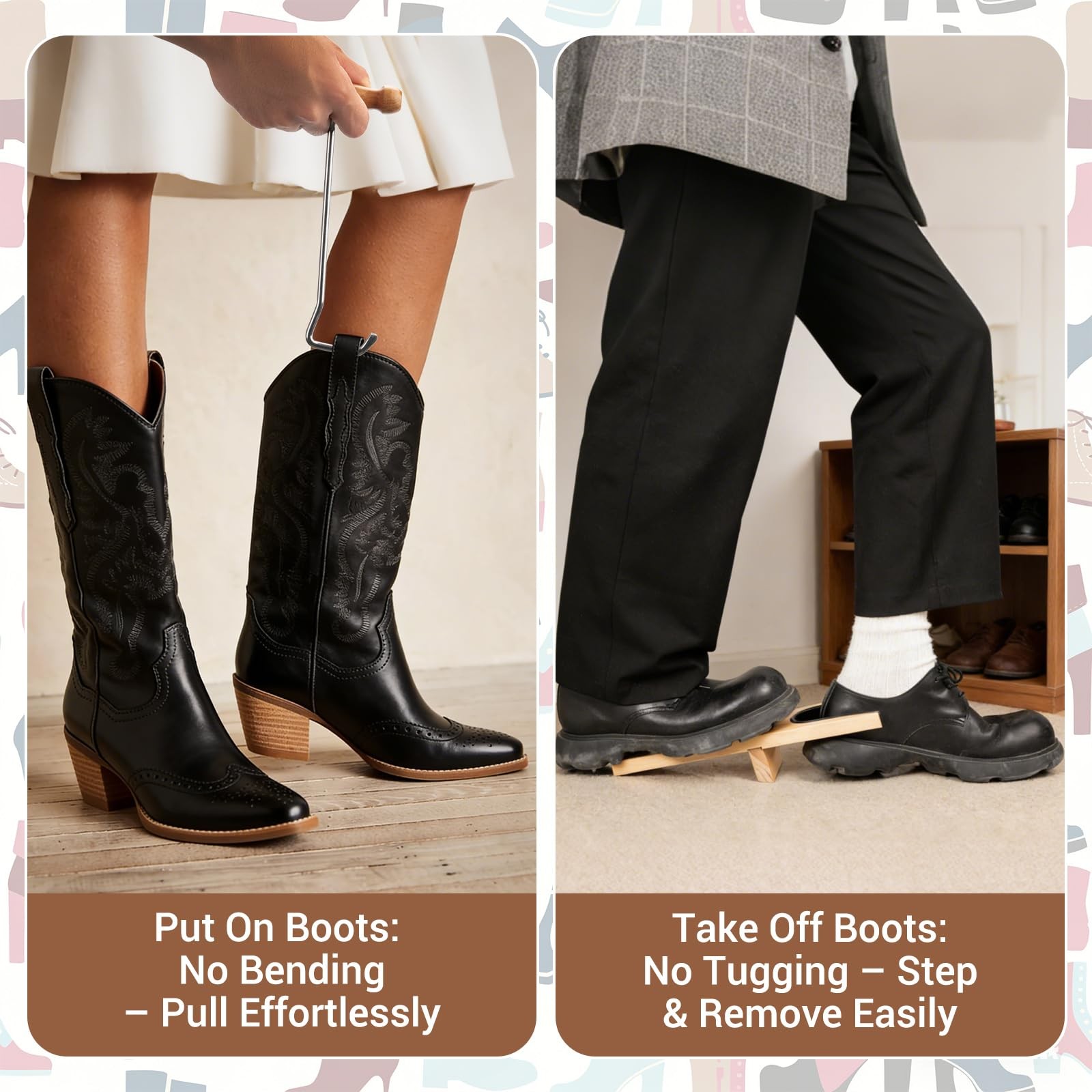 Boot Jack - Solid Wood Boot Remover for Cowboy Boots, Effortlessly Remove Wor...