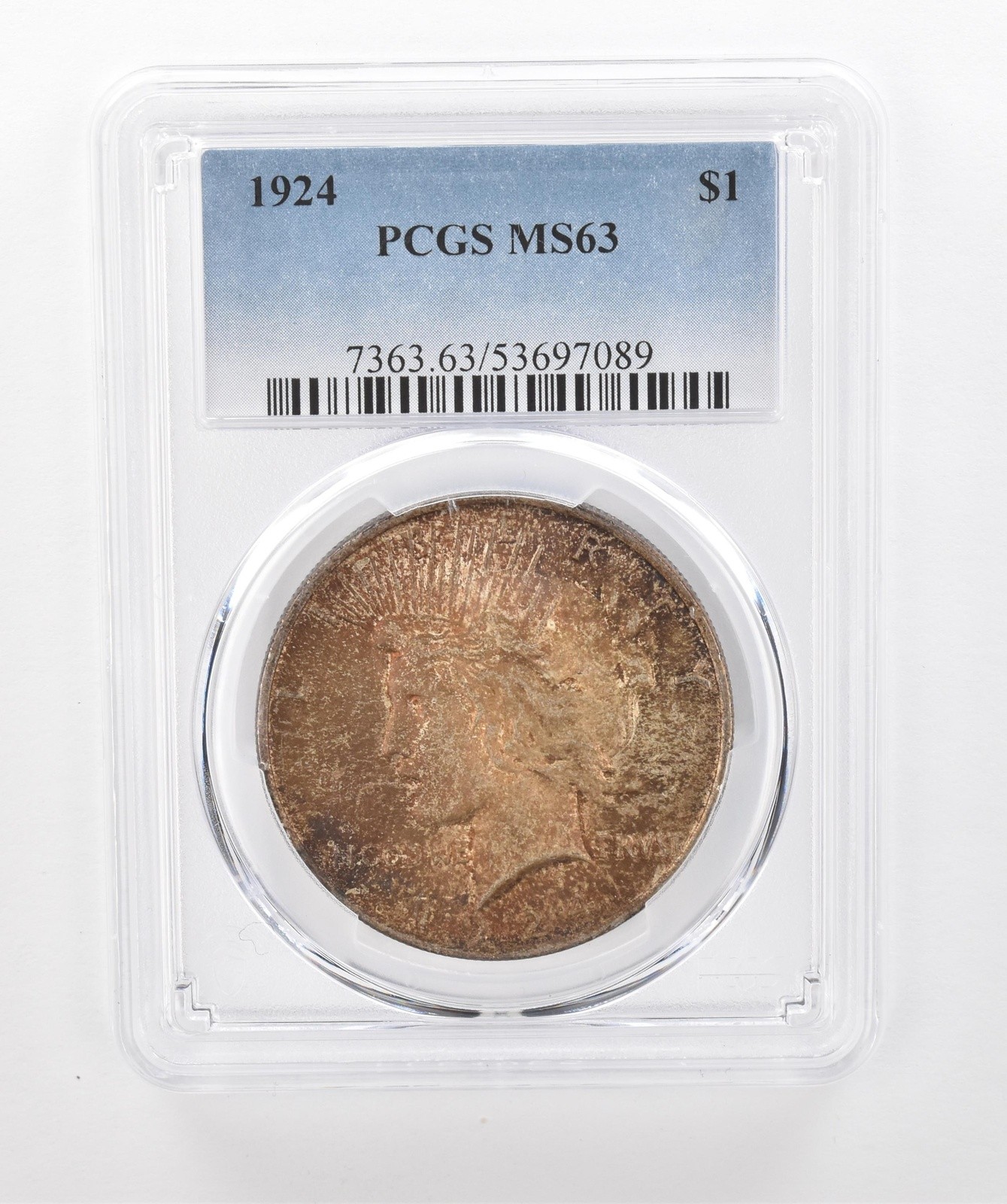 1924 Peace Silver Dollar MS63 PCGS Beautiful Tone *1460