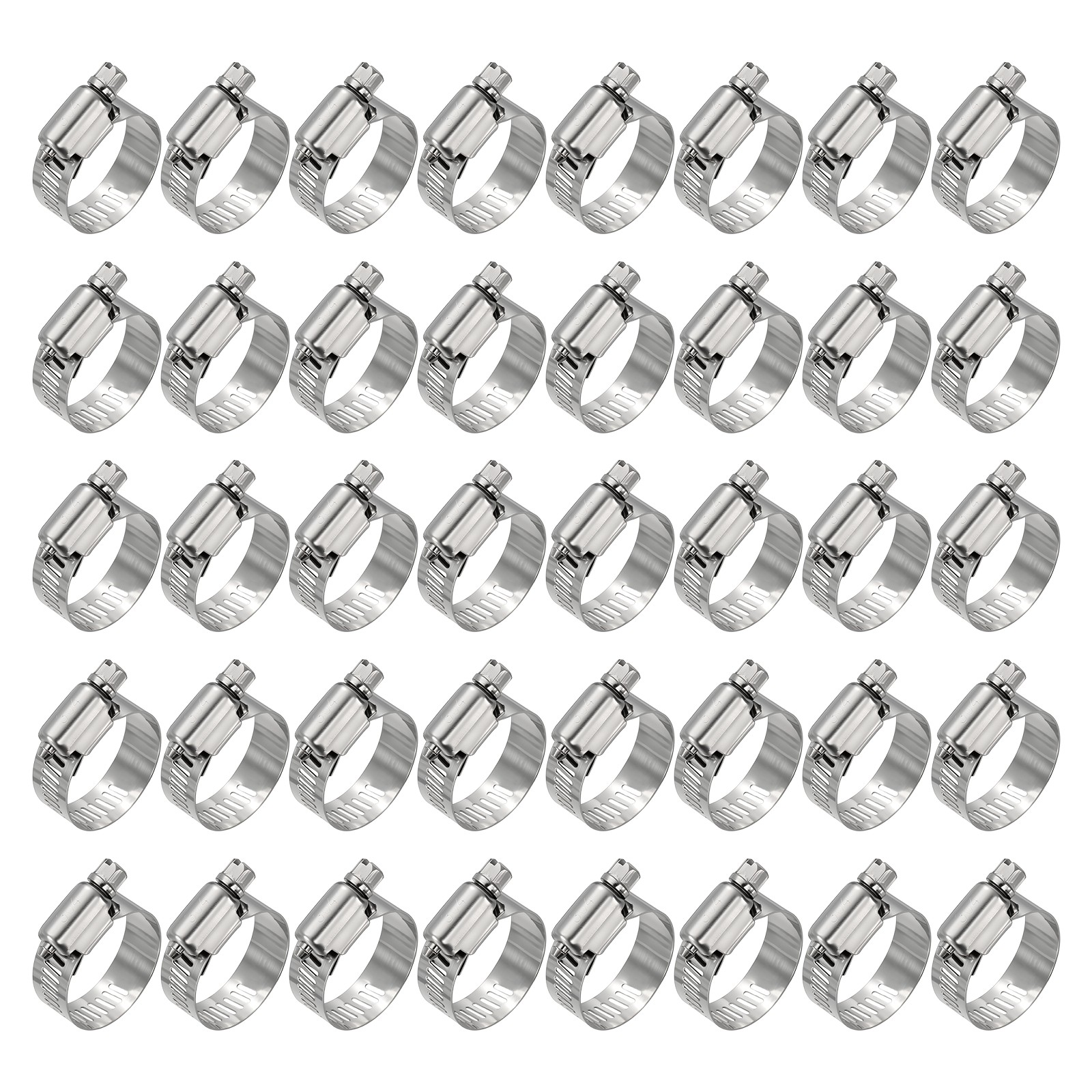 40Pcs Stainless Steel Hose Clamps, Adjustable 1-1/9" to 2" (27-51mm)