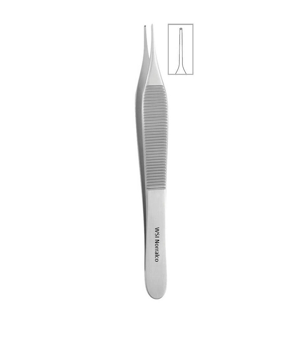 3 Adson Tissue Forceps, 4.75", Straight, Delicate Tips, 1 x 2 Teeth, Premium