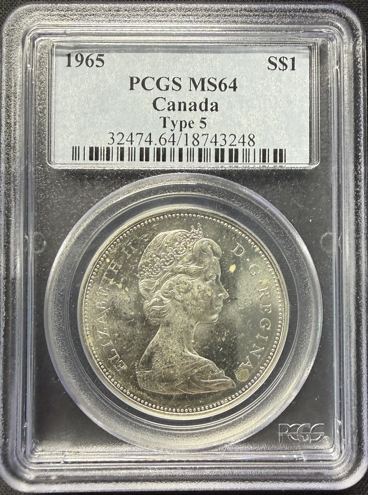 Canada - 1965 Type 5  Silver Dollar - PCGS MS64 - LUSTROUS & CHOICE SURFACES!