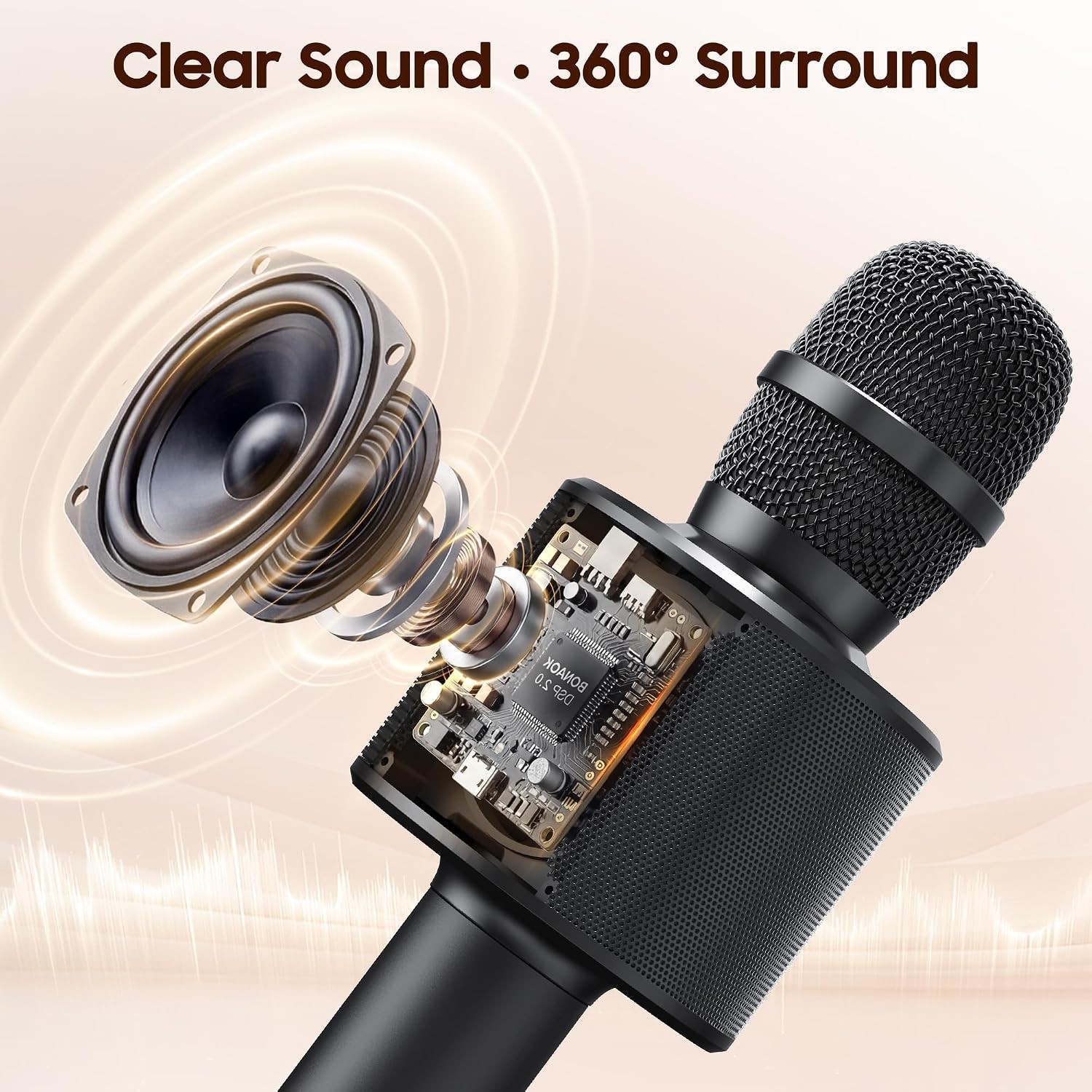 Portable Q37 Karaoke Microphone with Bluetooth & Volume Control for All Devices
