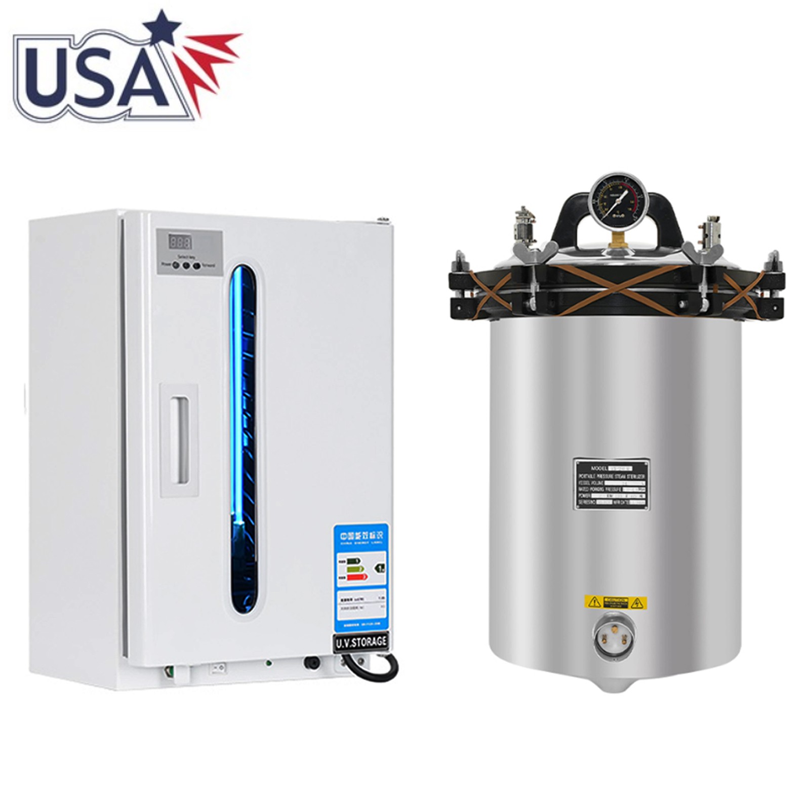 Dental 24L Autoclave Steam Sterilizer/27L Medical Instrument Tools UV Sterilizer