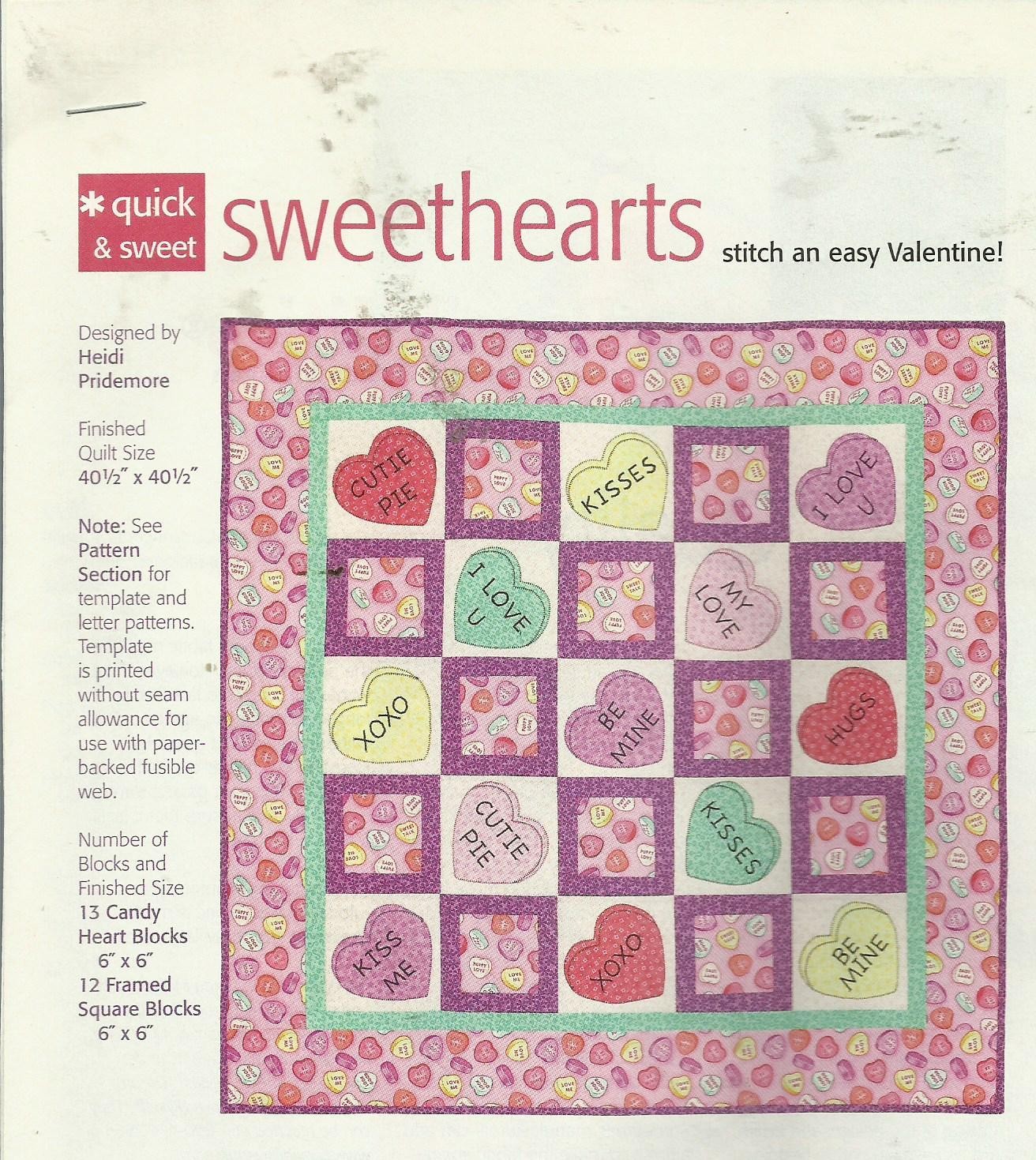E0766 SWEETHEARTS WALLHANGING QUILT PATTERN/INSTRUCTIONS