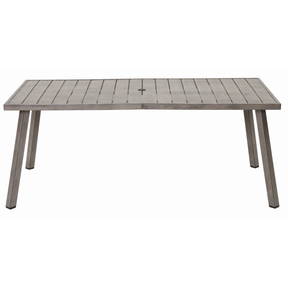Grey Outdoor Folding Steel Dining Table Extendable 70.5" Weather Resistant