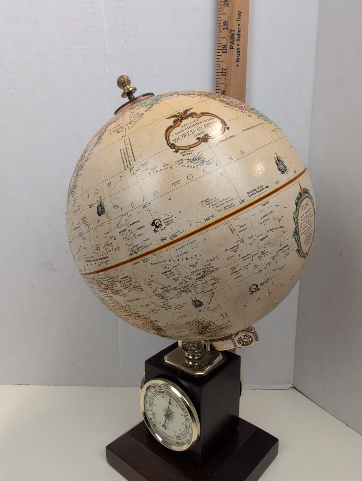 Replogle World Classic 9 Globe Weather Station Barometer Thermometer Hygrometer