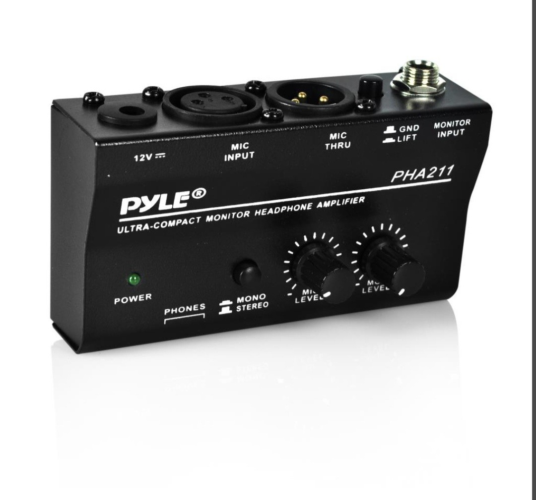 Pyle Compact Monitor Headphone Amplifier, +48V Phantom Power Pass