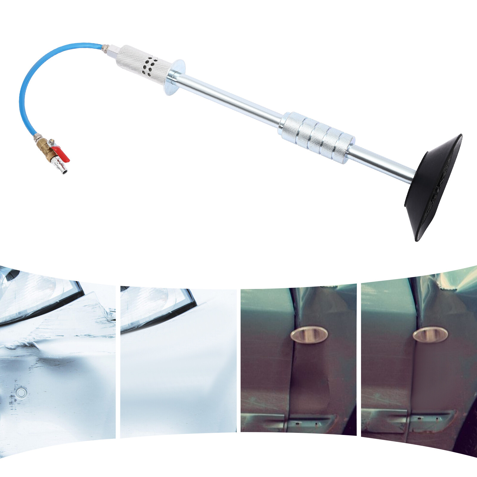 Pneumatic Puller Hammer with Hose& 3 Suction Cups Pneumatic Dent Repair Tool Set