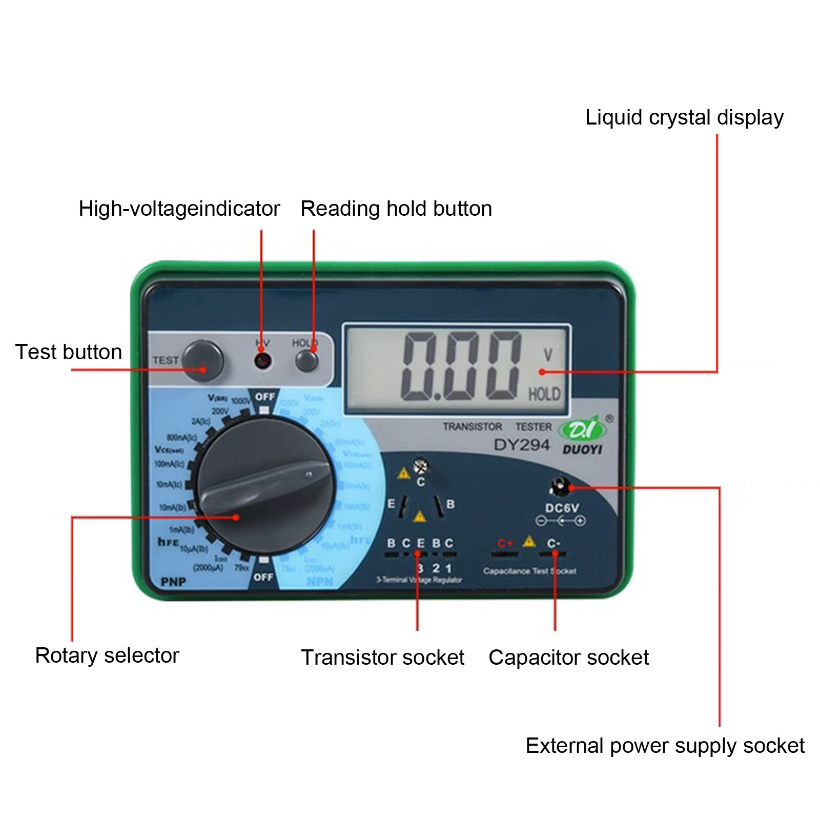 1pc DUOYI DY294 Digital Transistor DC parameter tester