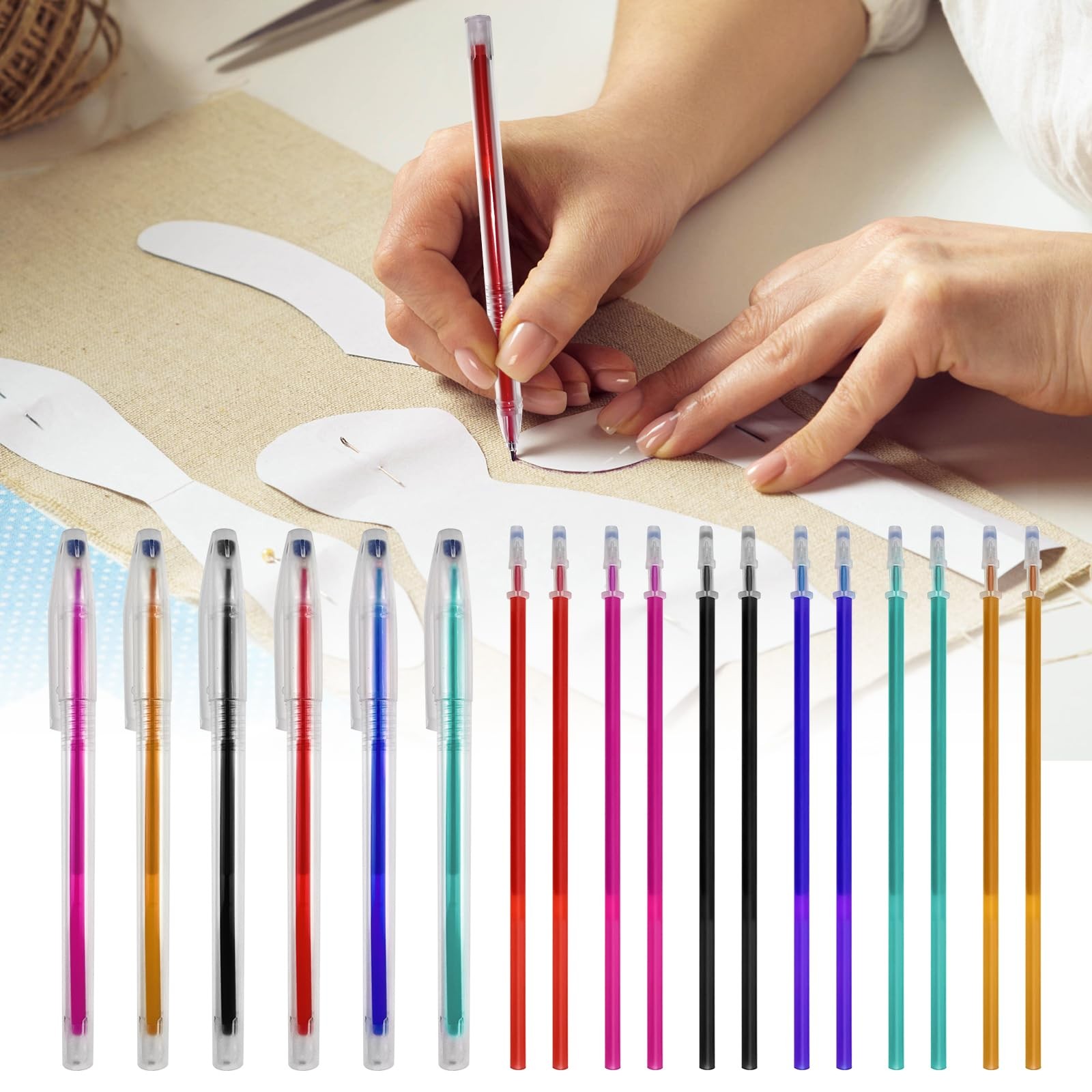 72 Pcs Heat Erasabel Pens Assorted Colors Fabric Pens for Sewing Quilting