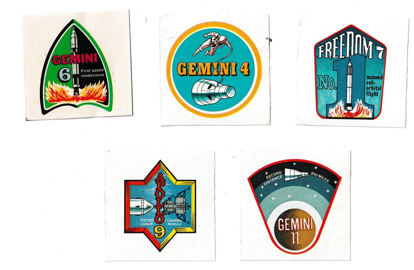 Vintage Kellogg's Cereal premium Man In Space stickers Apollo Gemini Mercury