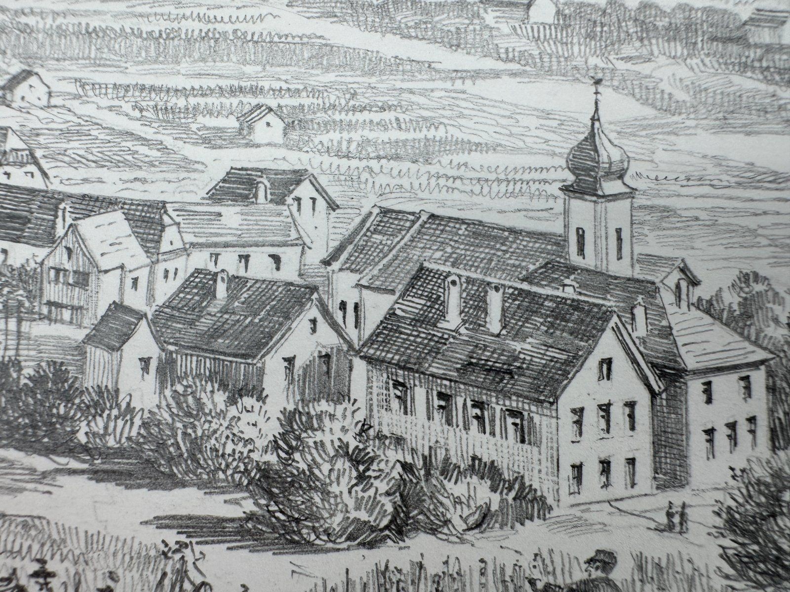 * HEINZ WEHLISCH DRAWING NEW SET VIEW SIGNED