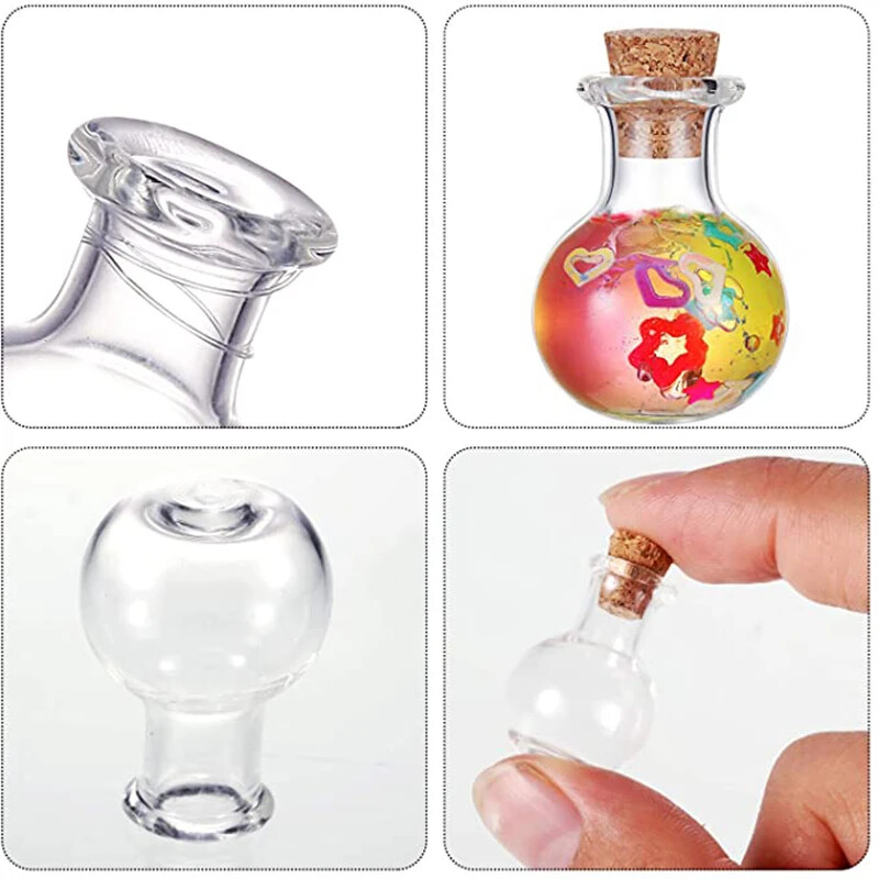 10X Small Cork Stopper Glass Bottles Clear Empty Jars Vials ﻿