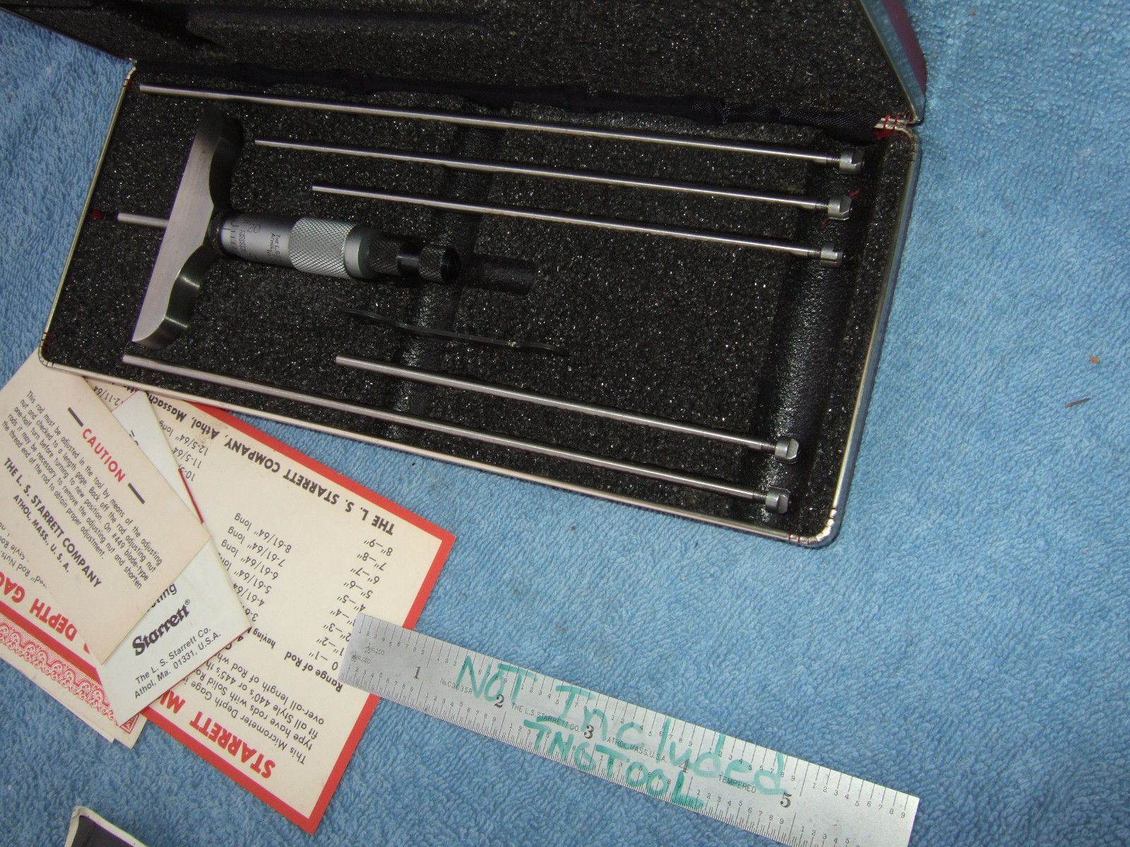 STARRETT 445AZ-6RL 3" BASE DEPTH MICROMETER VINTAGE TOOLMAKER GRIND INSPECTION