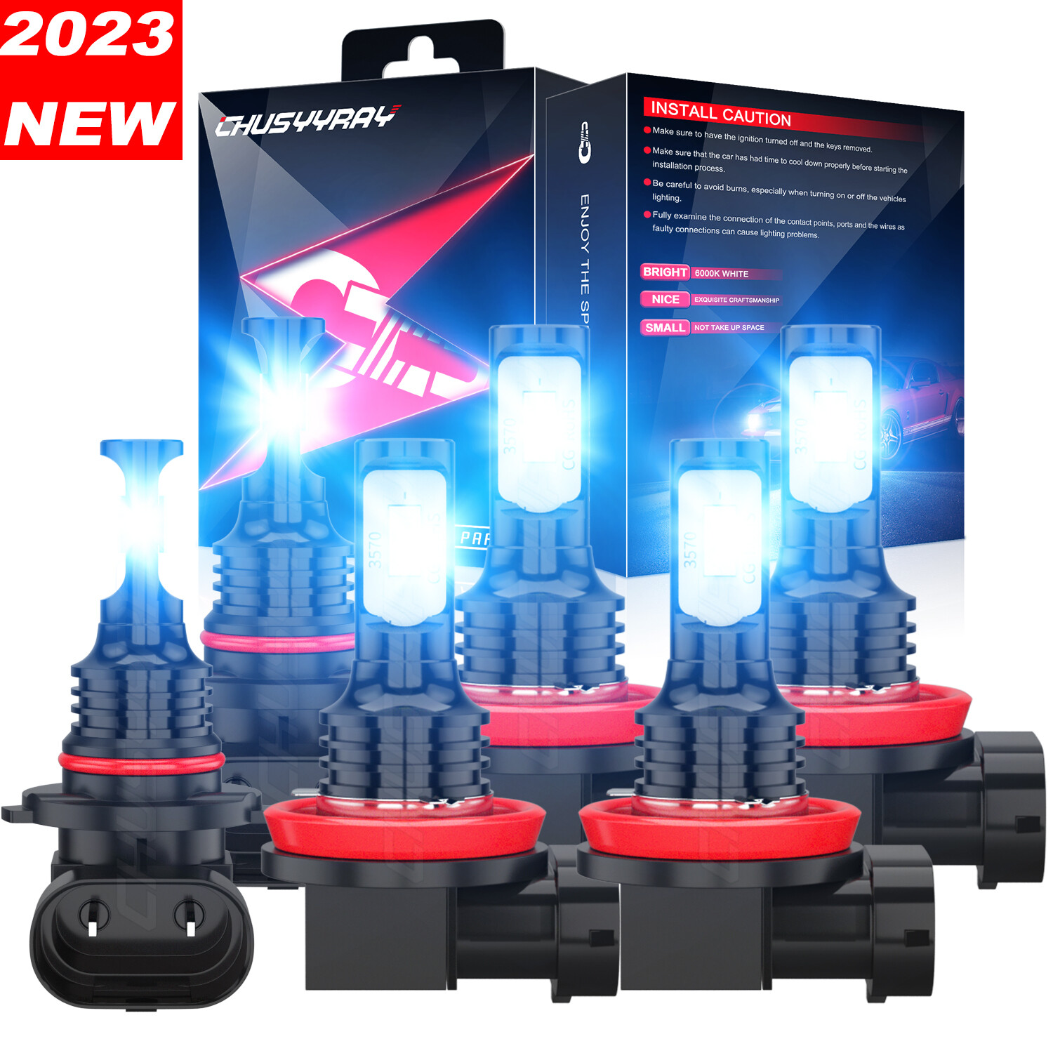 For Toyota Highlander 2014-2019 6x LED Headlight+Fog Light Bulbs Combo Kit 8000K