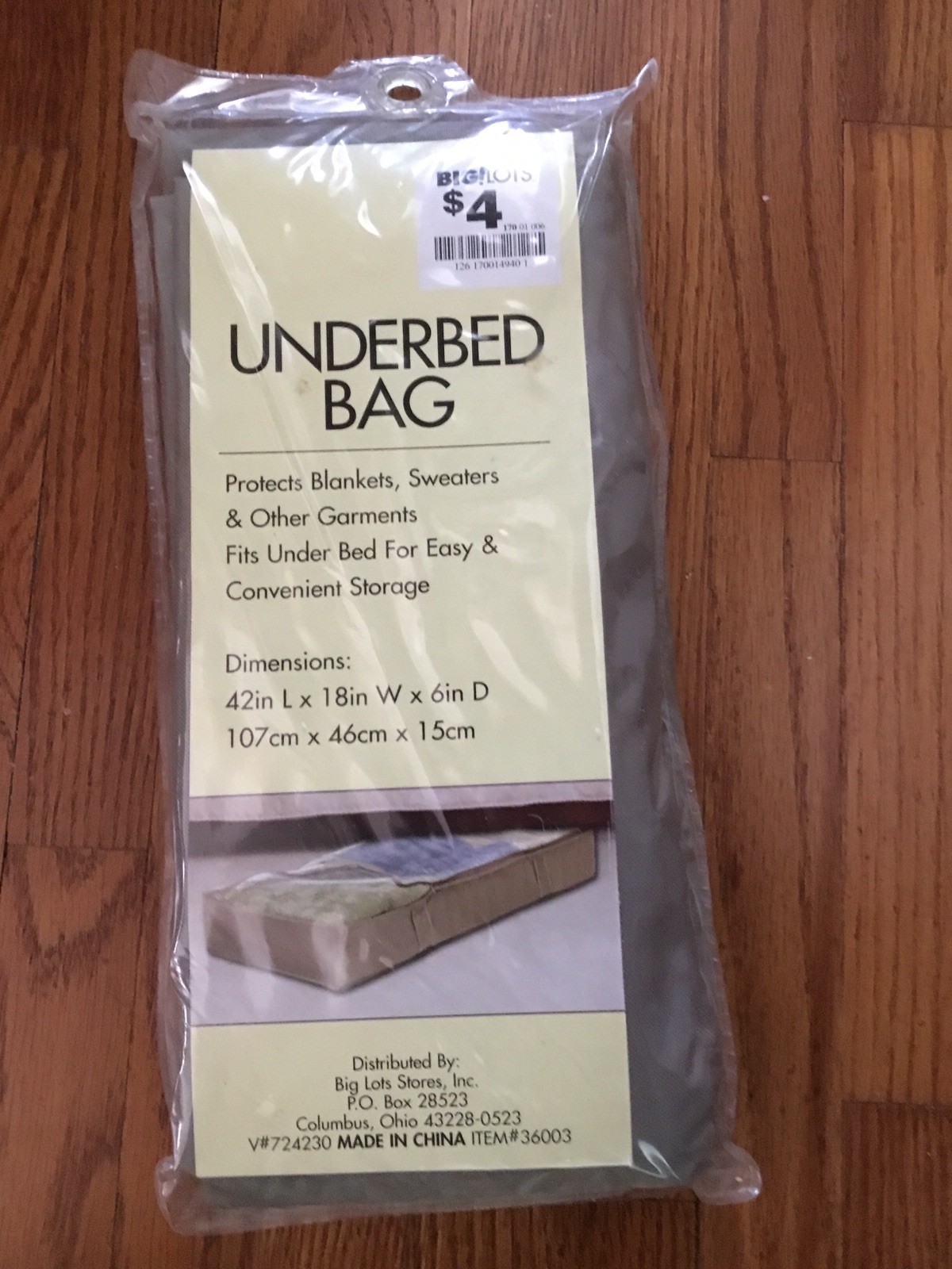 Underbed Bag Sand Colored Plastic 42 X 18 X 6 Inches Protective Storage