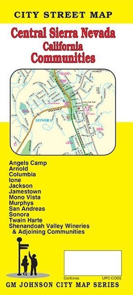 City Street Map of Central Sierra Nevada, California Communities, by GMJ Maps
