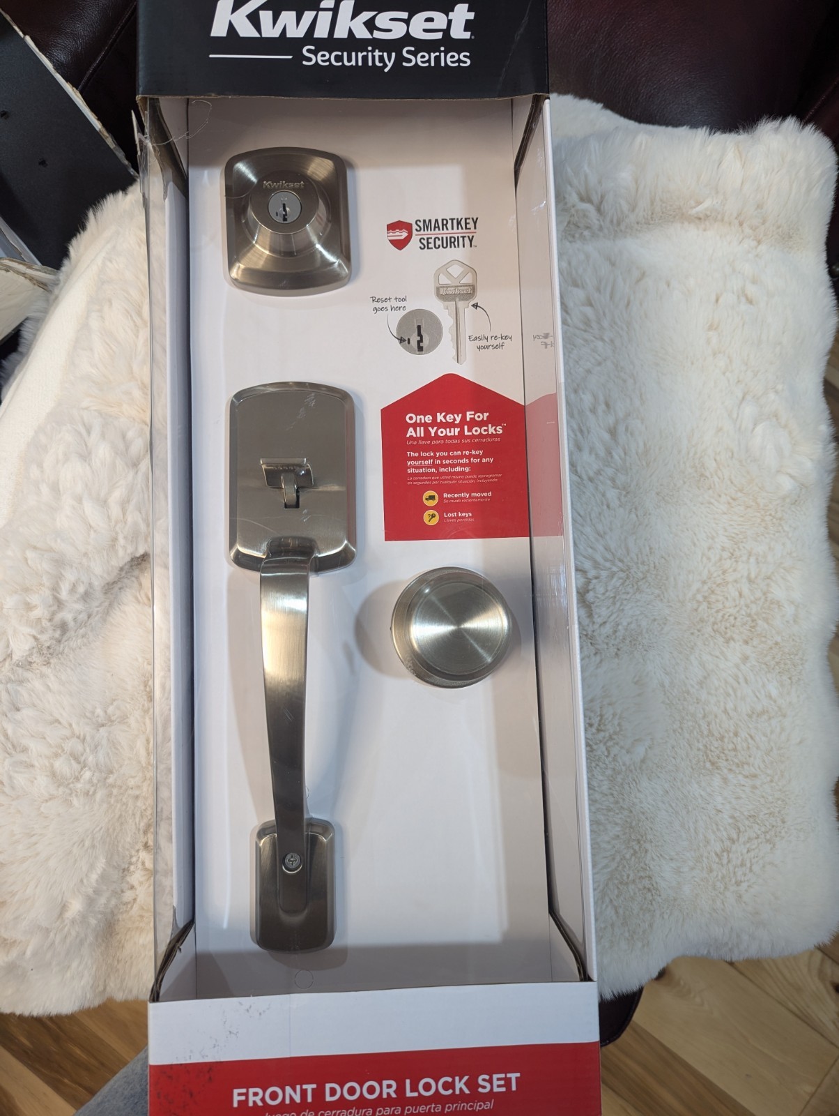 Kwikset Henley Single Cylinder Handleset w/Round Knob, SmartKey, Satin Nickel