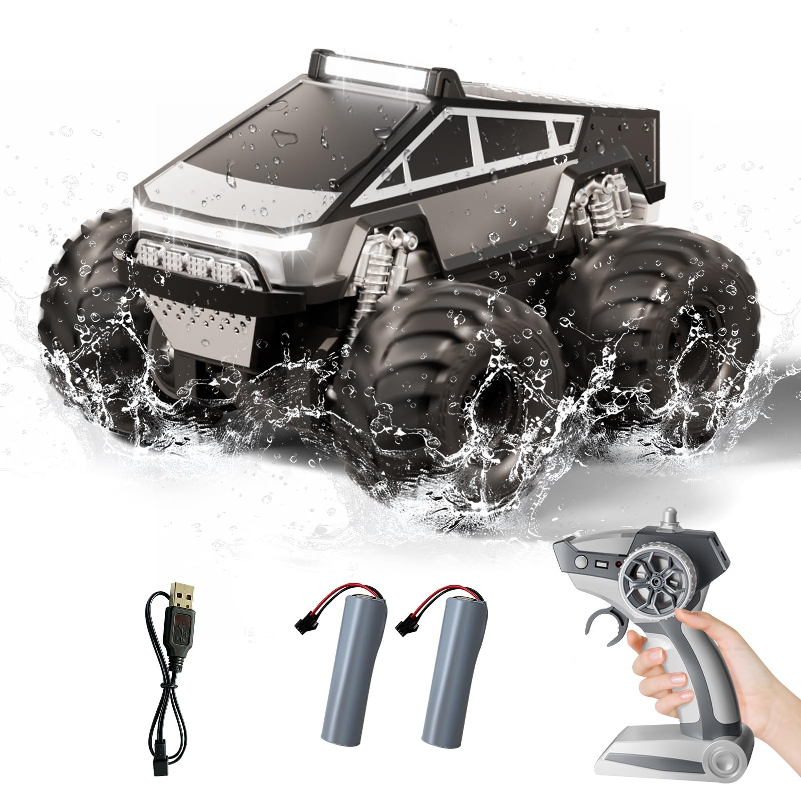 Amphibious Remote Control Car, 118 RC Off-Road Monster Truck Toys for Boys,4WD