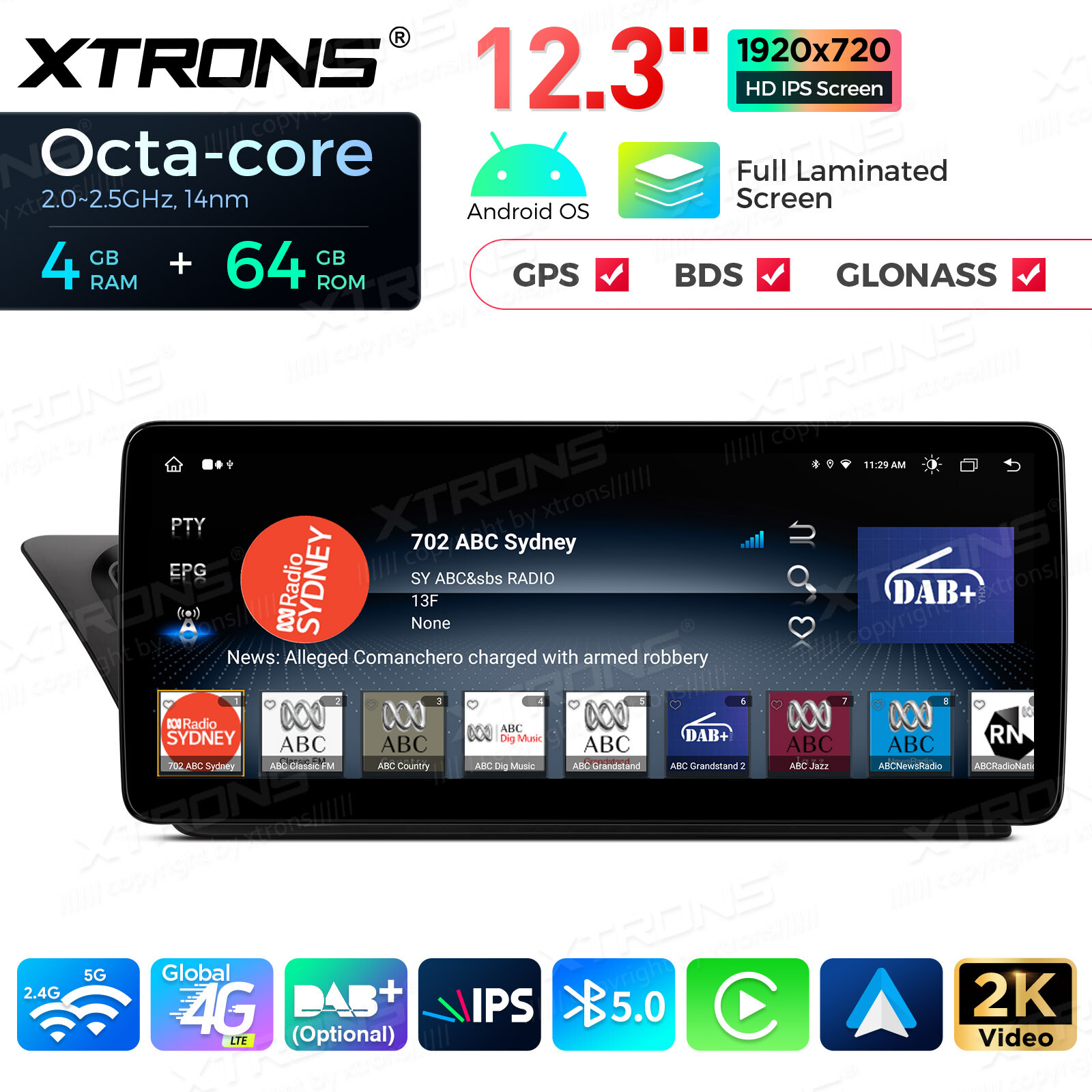 12.3" Screen for Audi A4 A5 Car Stereo Navigation GPS Octa Core Bluetooth 4G 64G