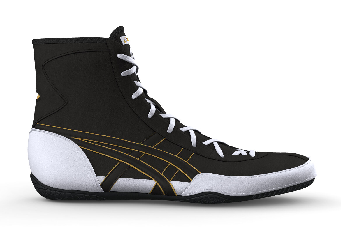 asics Wrestling Shoes Black White BlackLine Gold WhiteLace NEW EX-EO TWR900 Next