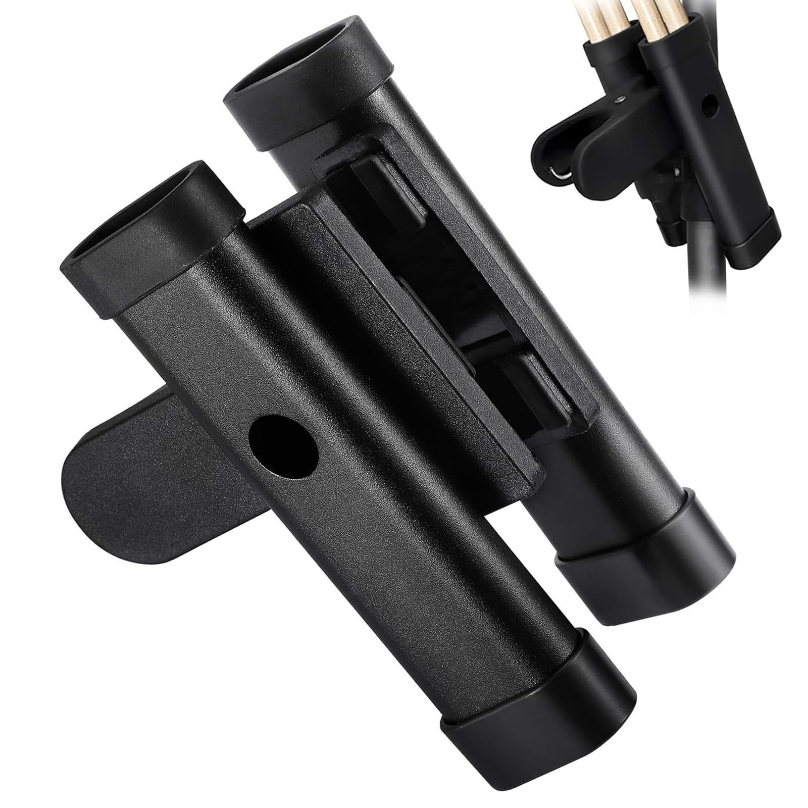 Drumstick Double Holder For Drum Set ClipOn Stand Clamp Quick Release Black