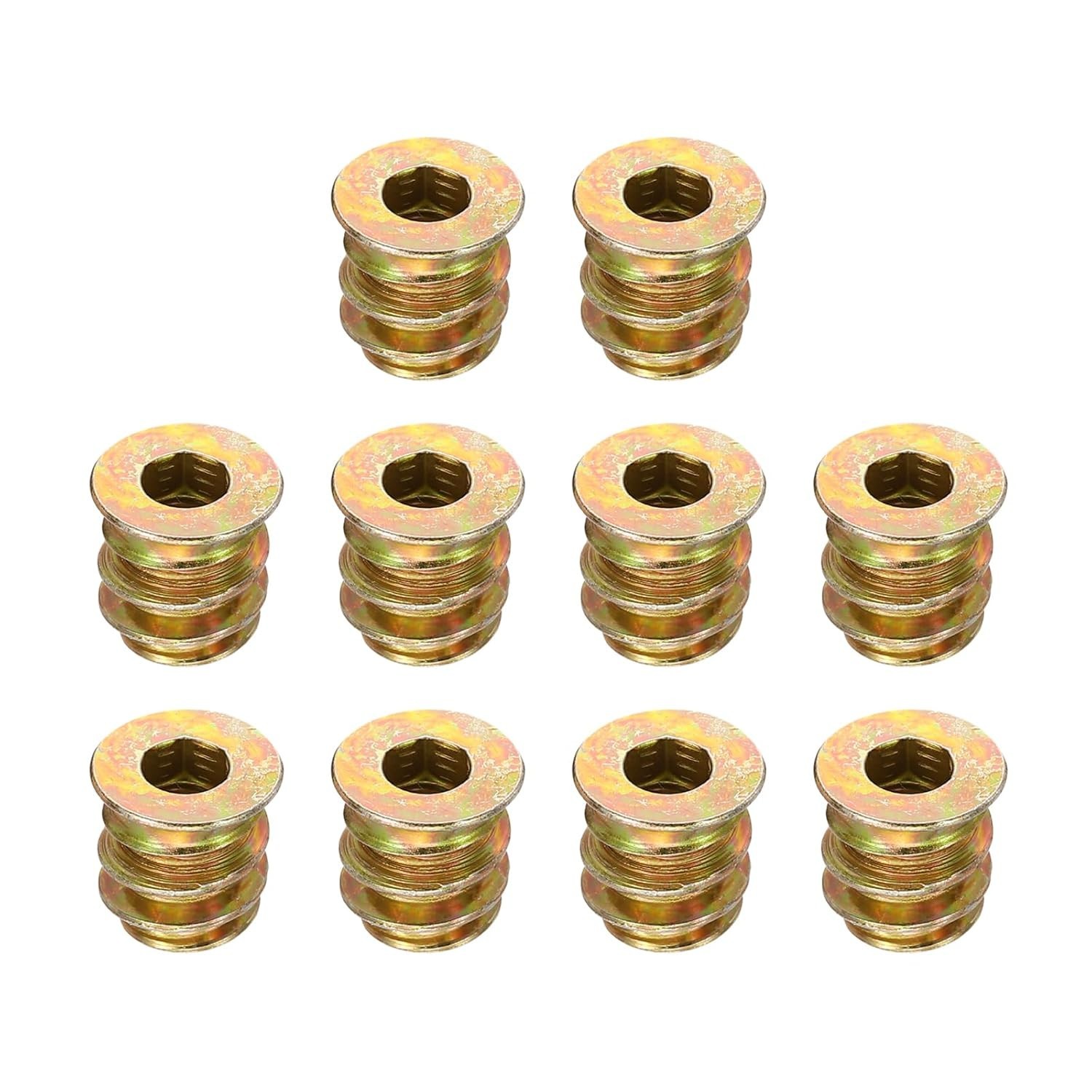 M4x10mm Threaded Insert Nuts 20pcs Hex Socket Drive Brass