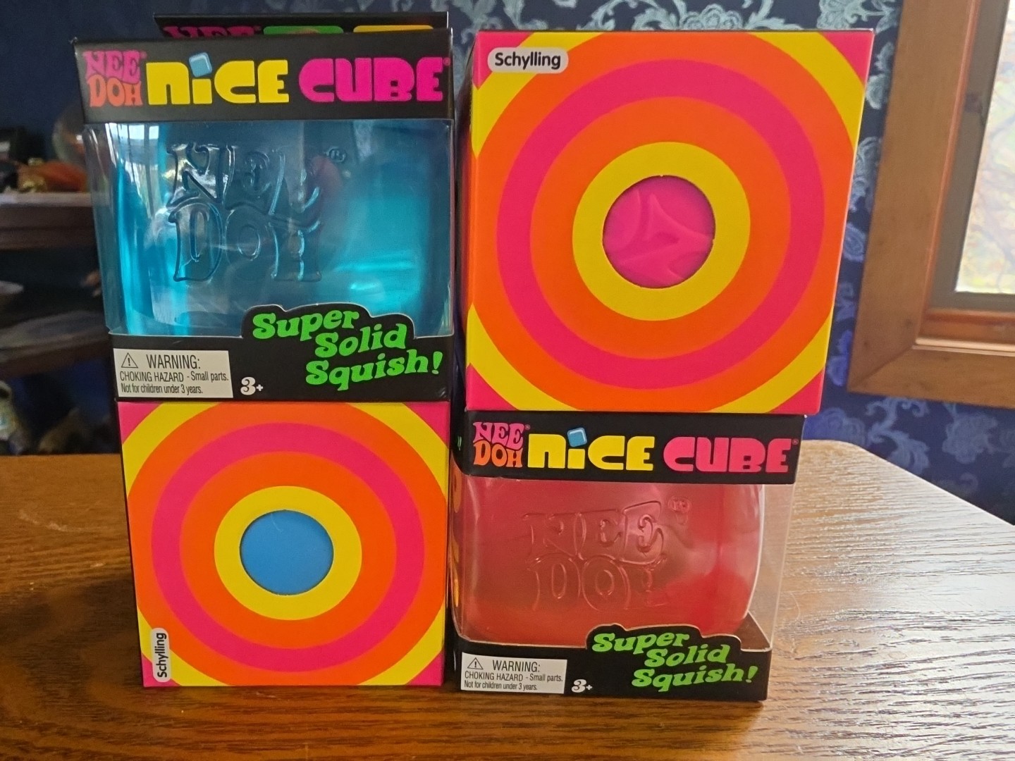 Nee Doh 2 Nice Cube & 2 Color  change Complete Lot of 4  -Blue Purple & Pink