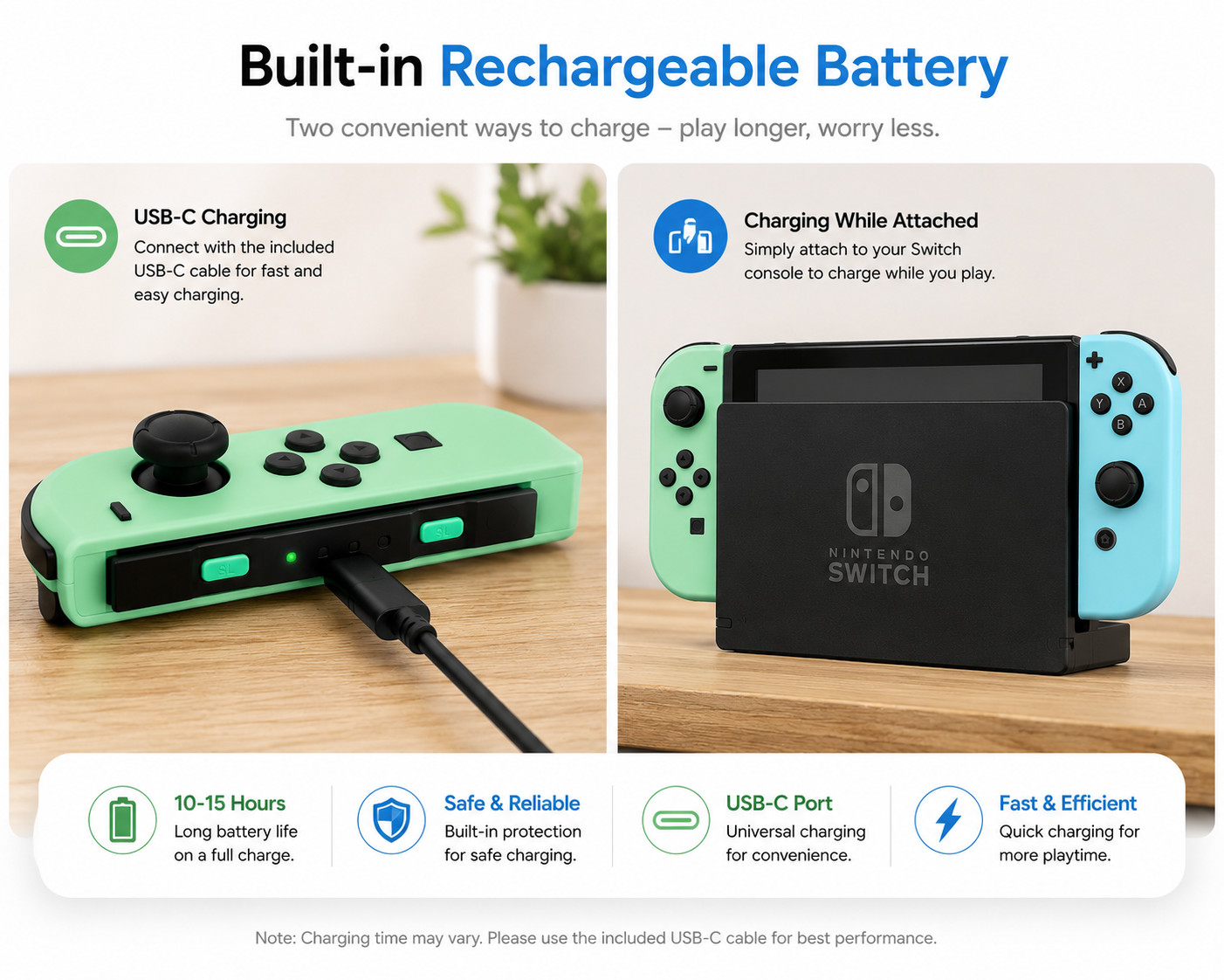 Wireless Controller Pair Compatible with Nintendo Switch L/R Green Blue