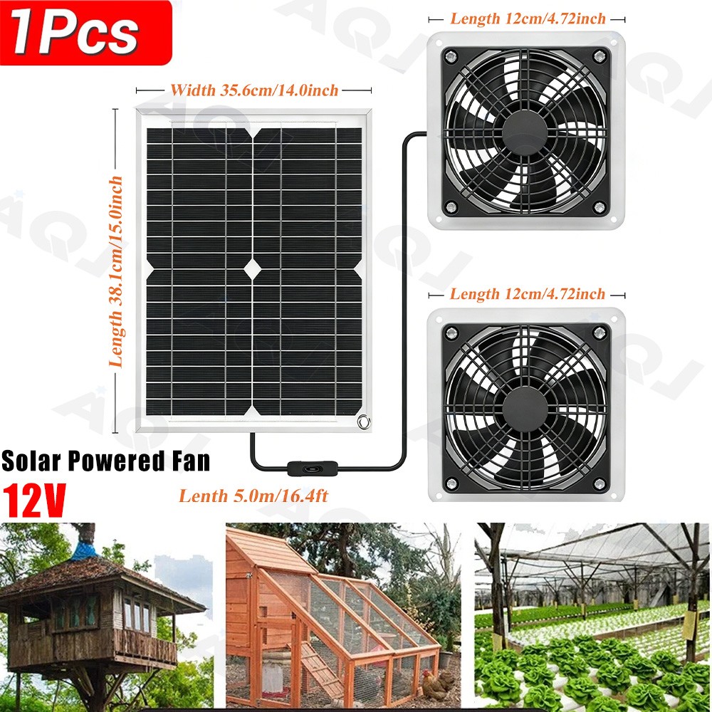 Solar Powered Fan Kit 30W Solar Panel Waterproof Exhaust Fan for Chicken Coop