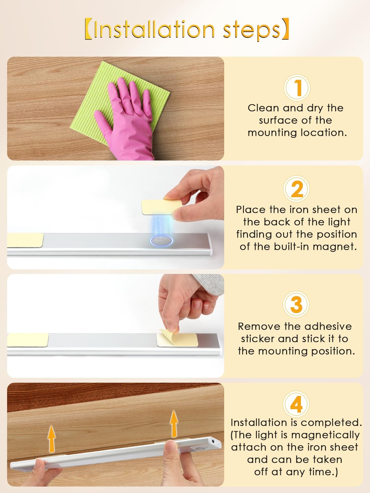 Under Cabinet Lighting Wireless - Motion Sensor, 3 Color & Stepless Brightnes...