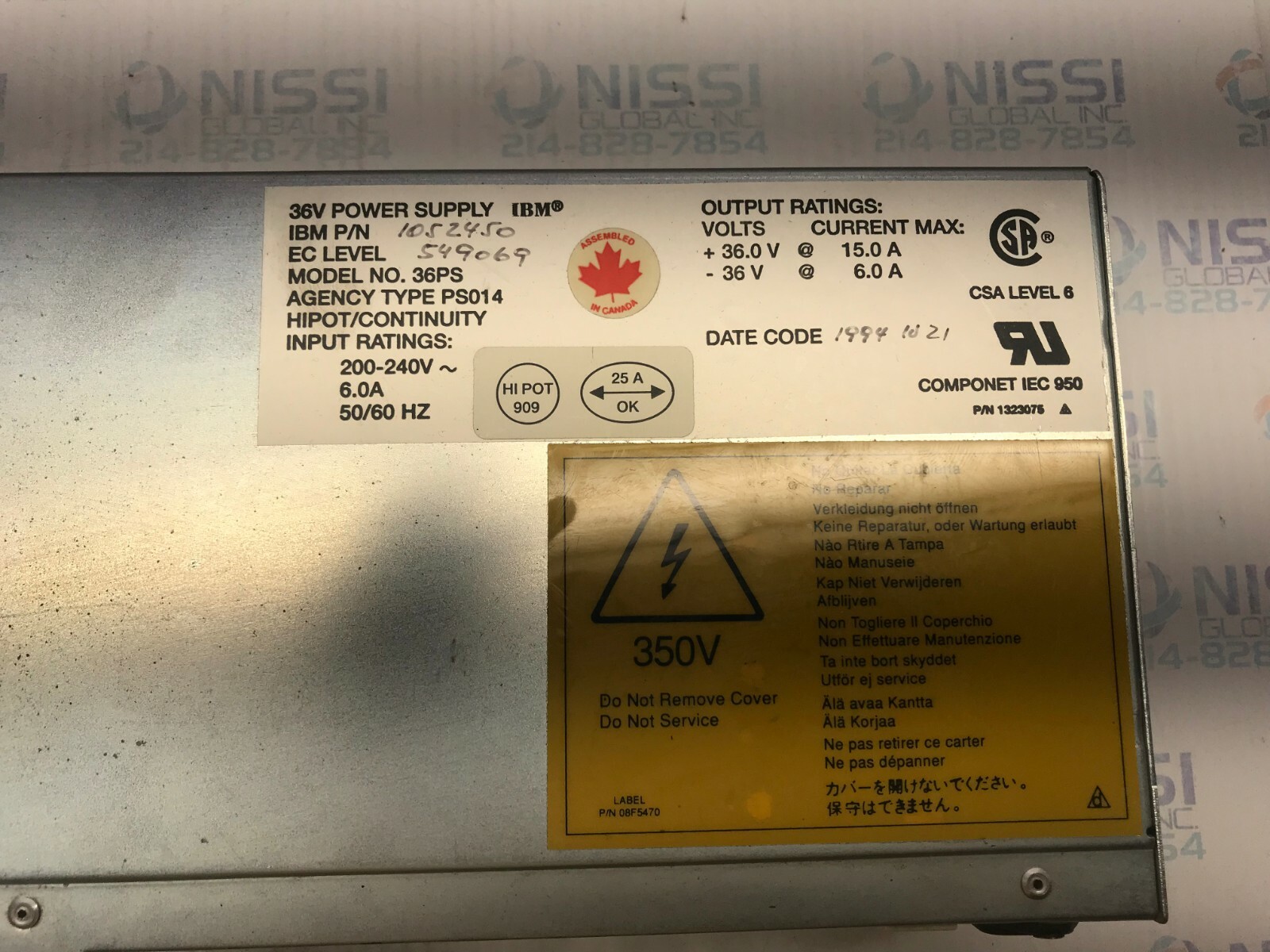 IBM 1052450 DC Power Supply Model: 36PS