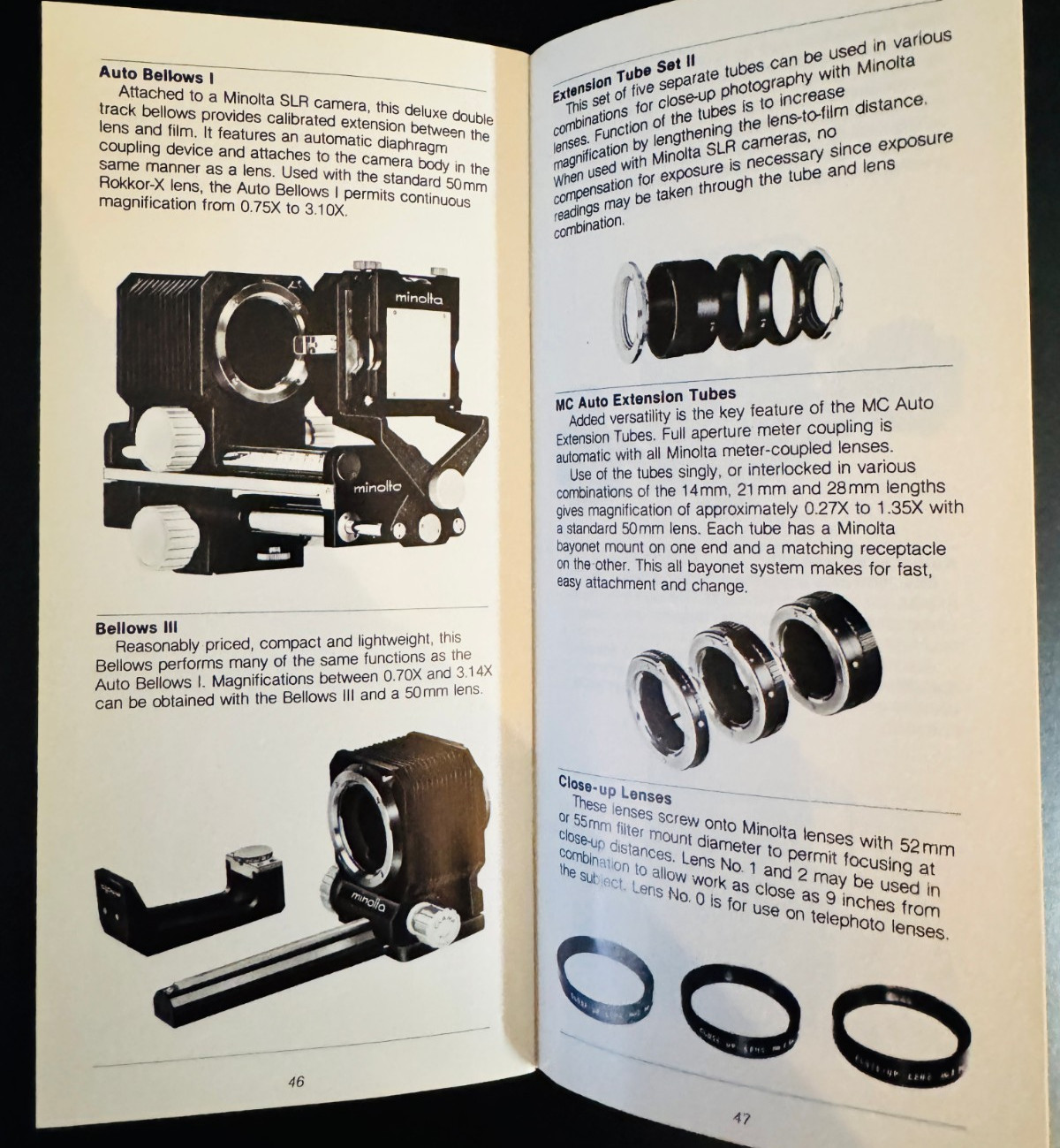 1978 MINOLTA CATALOGS & BROCHURES XG-7, Quick Reference Guide, Price List - EX