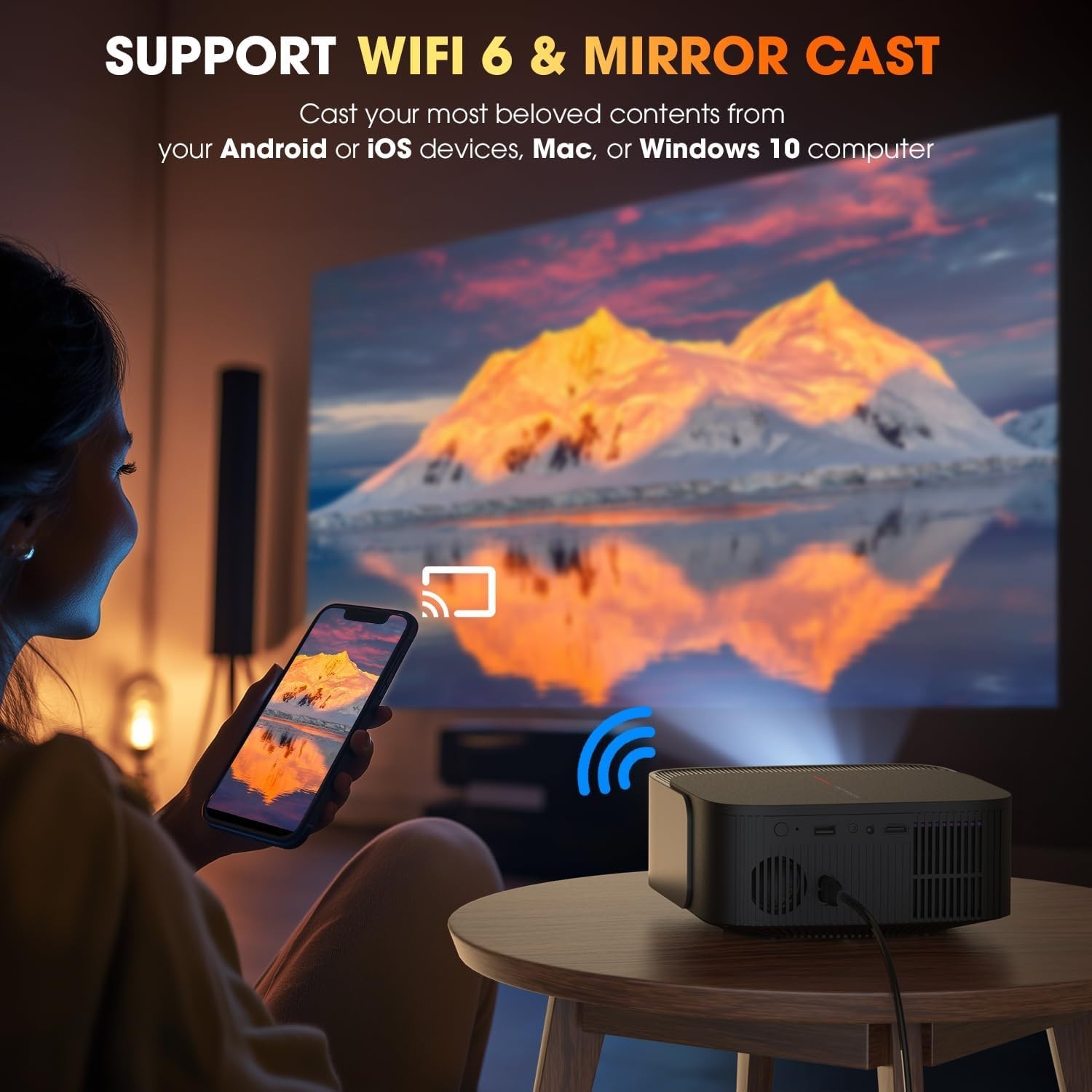 E2 Mini Projector 4K | Built-in WiFi 6 & Bluetooth 5.2 for Streaming Bliss