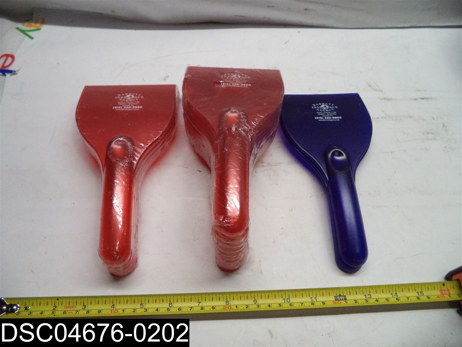 QTY=17: Red & Blue Barrett Insurance Ice Scrapers 4-1/4" W Blade, 8-1/4" Long