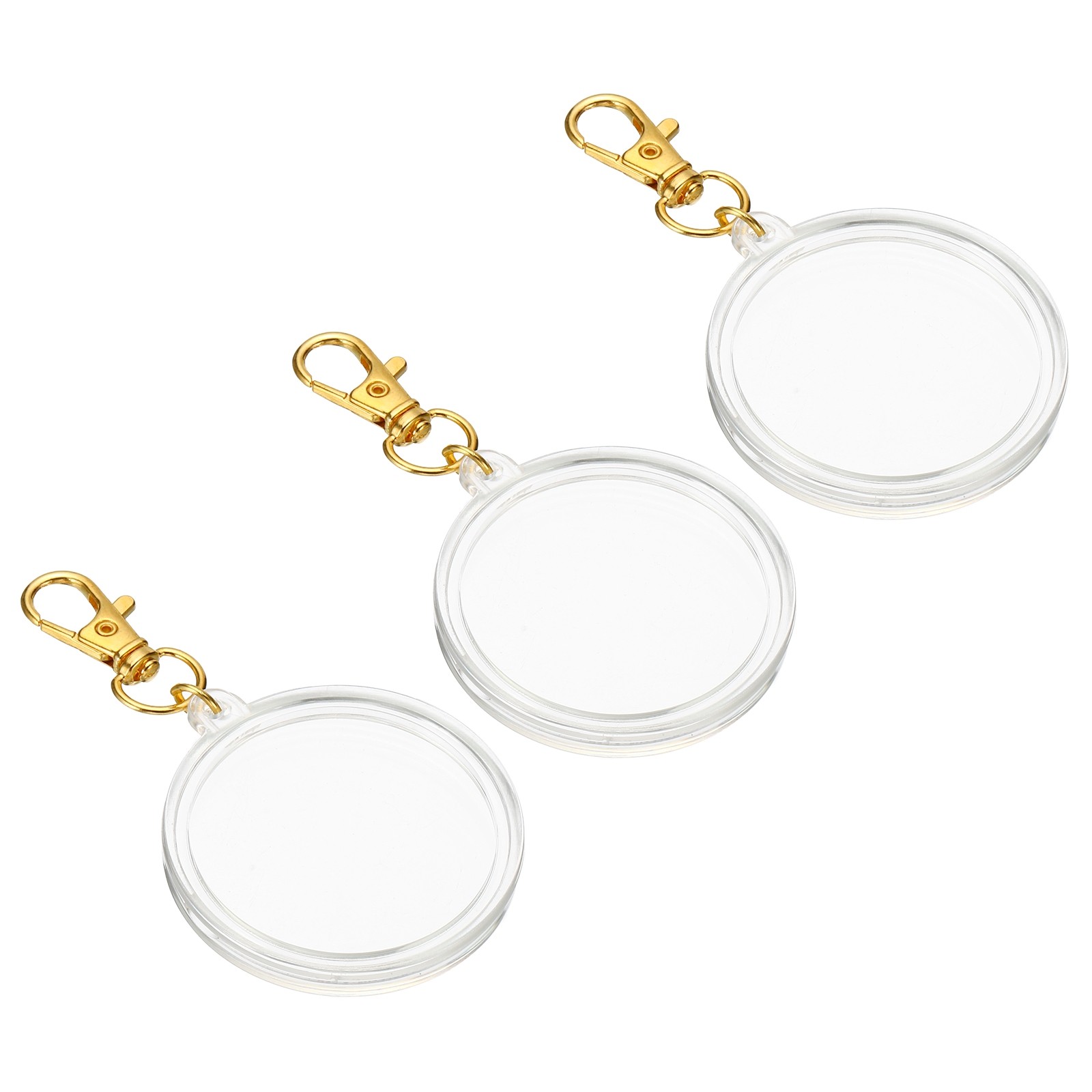 Plastic Coin Keychain Holder, 3pcs Round Coin Case, Gold