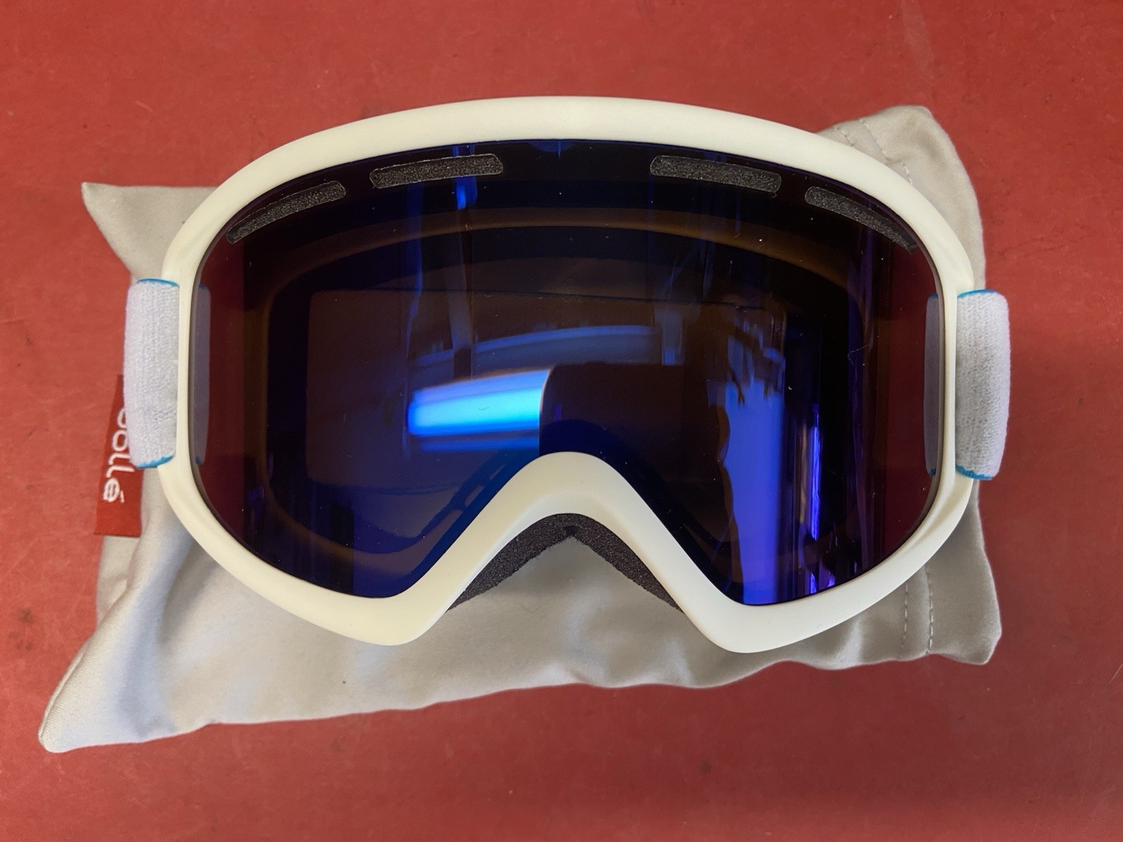 Bolle Schuss Ski Snowboard Goggles Matte White Frame Bronze Blue Mirror Lens S3