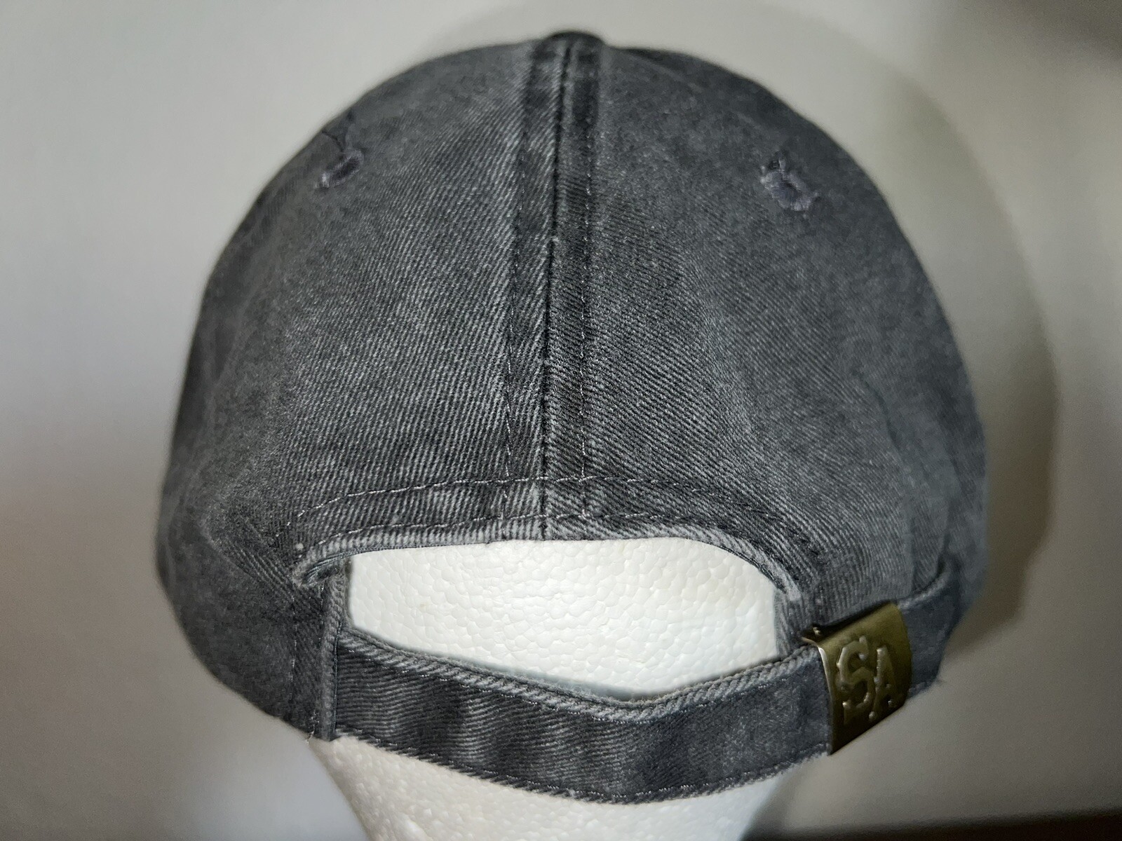 Clearwater Beach USA Florida washed out Dark Gray Hat Cap Strap buckle EUC