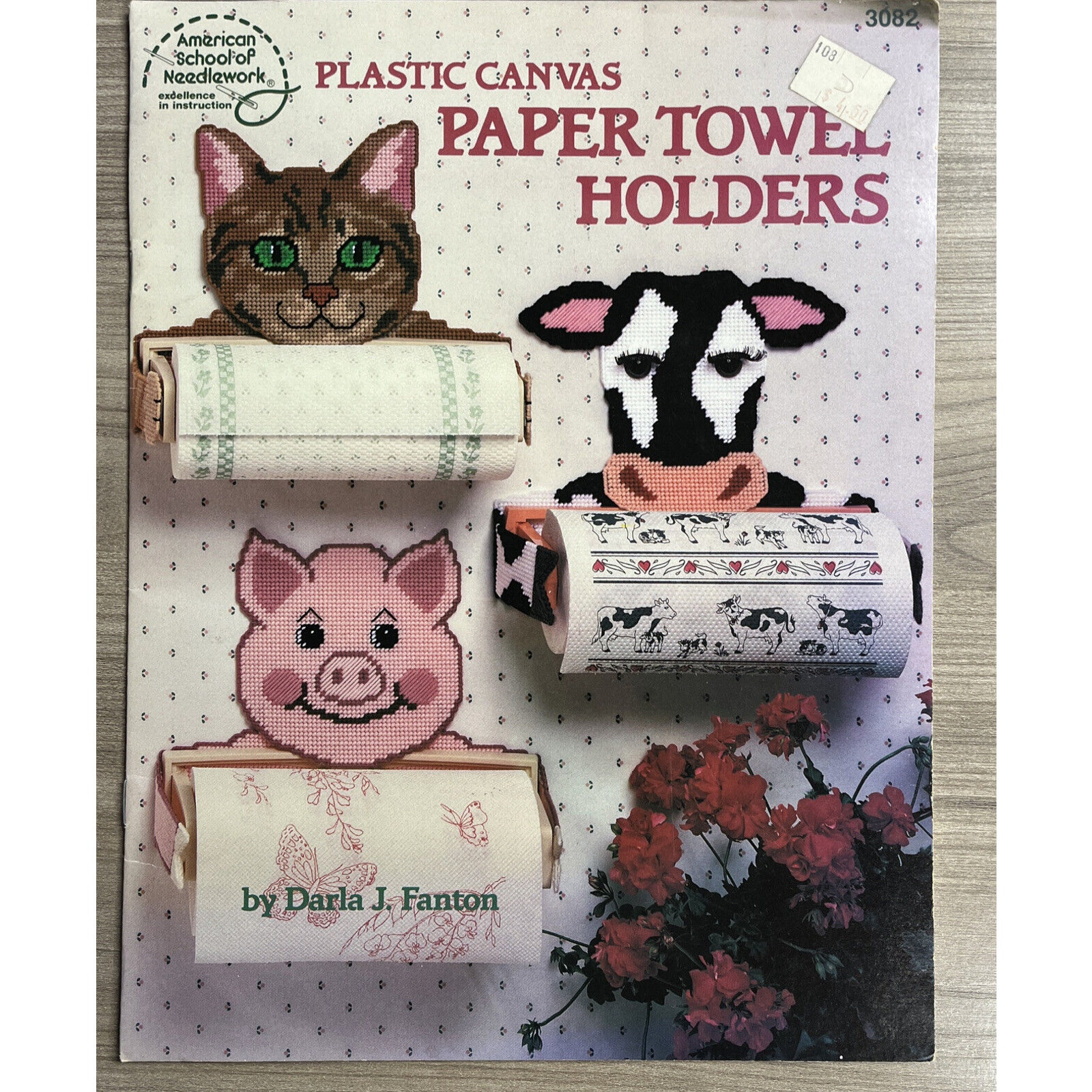 Plastic Canvas Paper Towel Holders Booklet Patterns Instruction Cat Cow Pig Duck