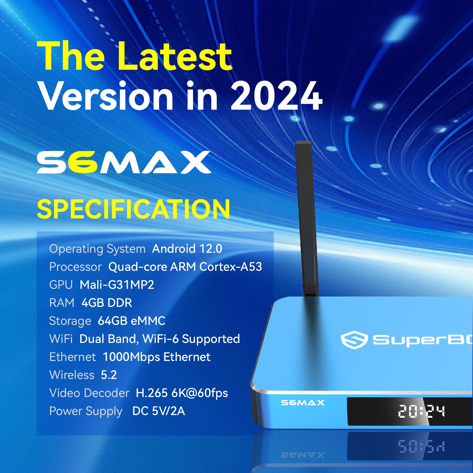 New SuperBox S6 Max Android Wireless Internet Portable Same-day ship upon order