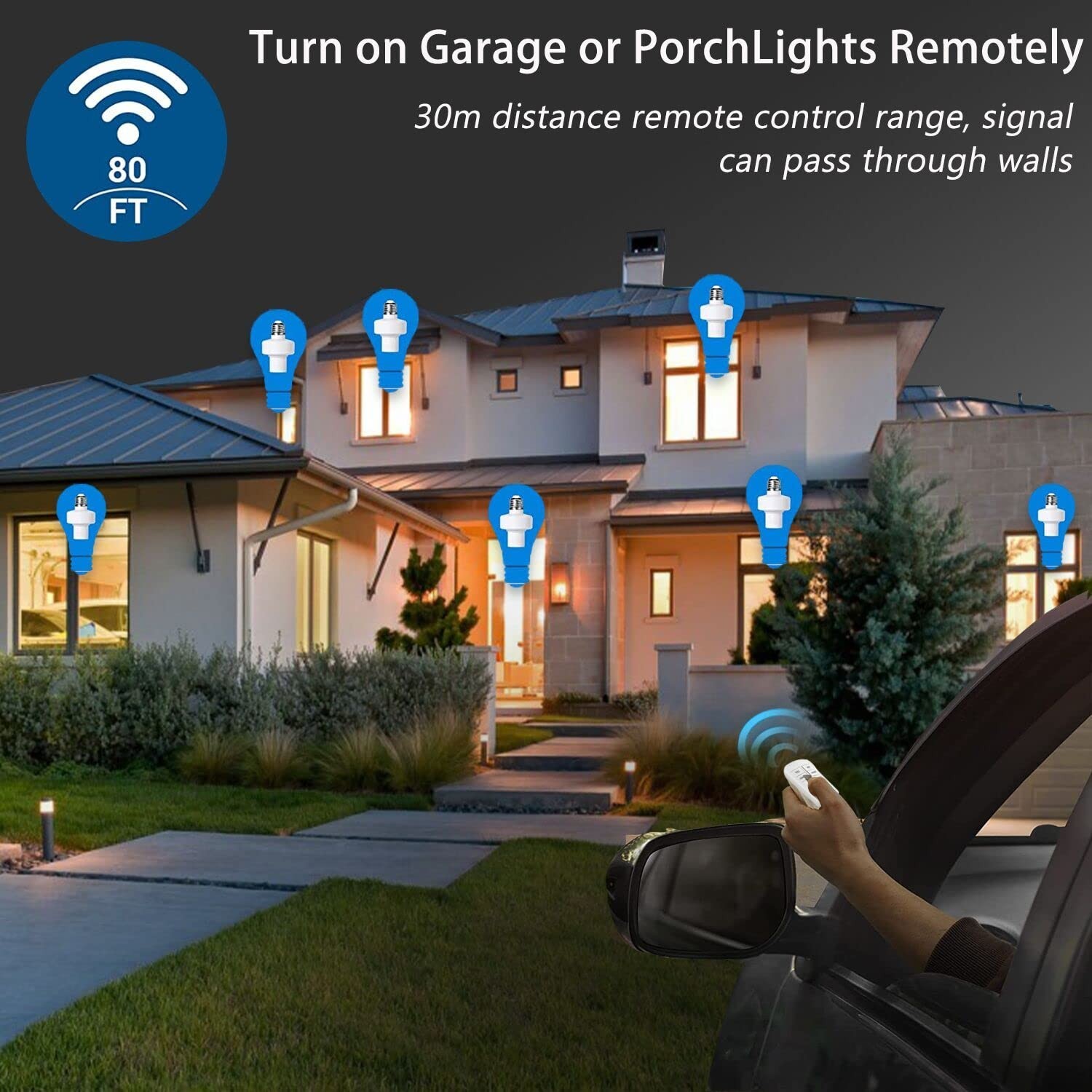 Remote Control Light Bulb Socket, E26 E27 Bulb Lamp Holder with Remote Control