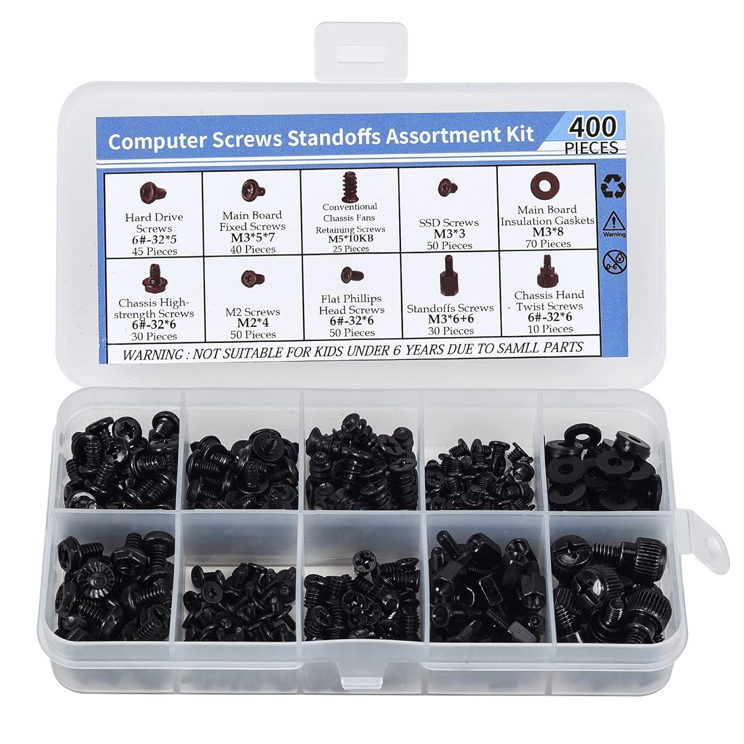400PCS Computer Screws Motherboard Standoffs Assortment Kit for Universal...