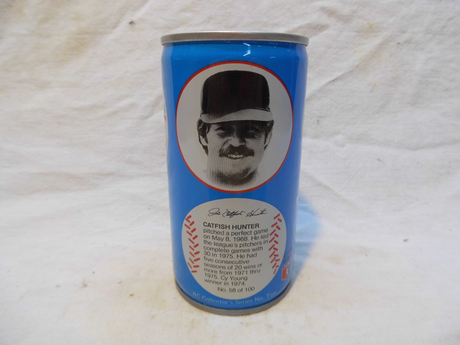 ROYAL CROWN RC COLA BASEBALL C/S SODA CAN~CATFISH HUNTER #58/100