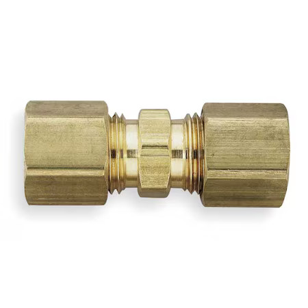 Parker 62C-4 1/4" Compression Brass Union 10Pk, Max. Pressure: 300 Psi