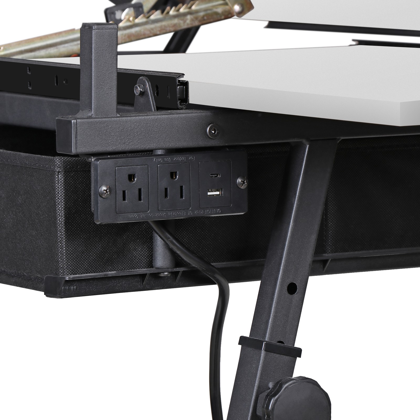 Adjustable Drafting Drawing Table Tabletop Tiltable w/ Stool & Outlet White