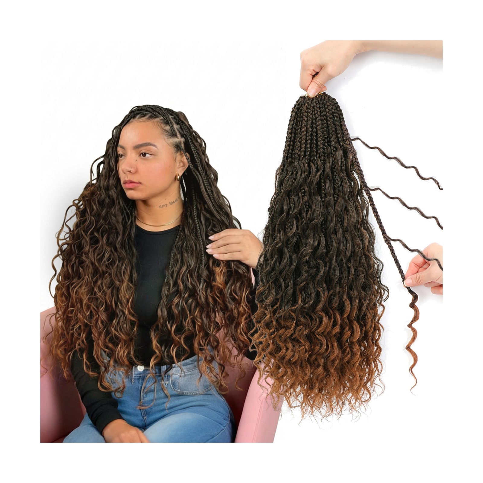 Boho Crochet Braids Close To Human Hair Pure Protein Silk Fiber... FAST USA SHIP