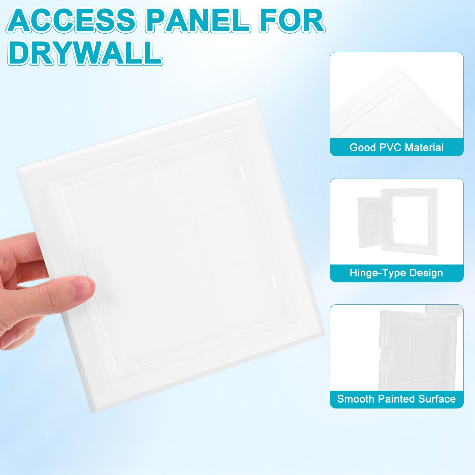 2-Pack Access Panel for Drywall, 5.7x6" Plastic Wall Hole Cover [White]