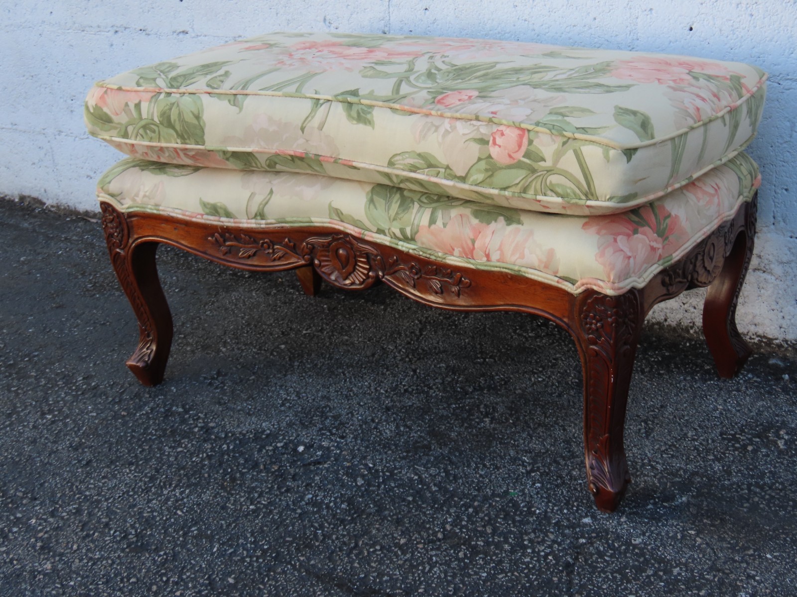 French Carved Large Stool Footstool Ottoman 6308